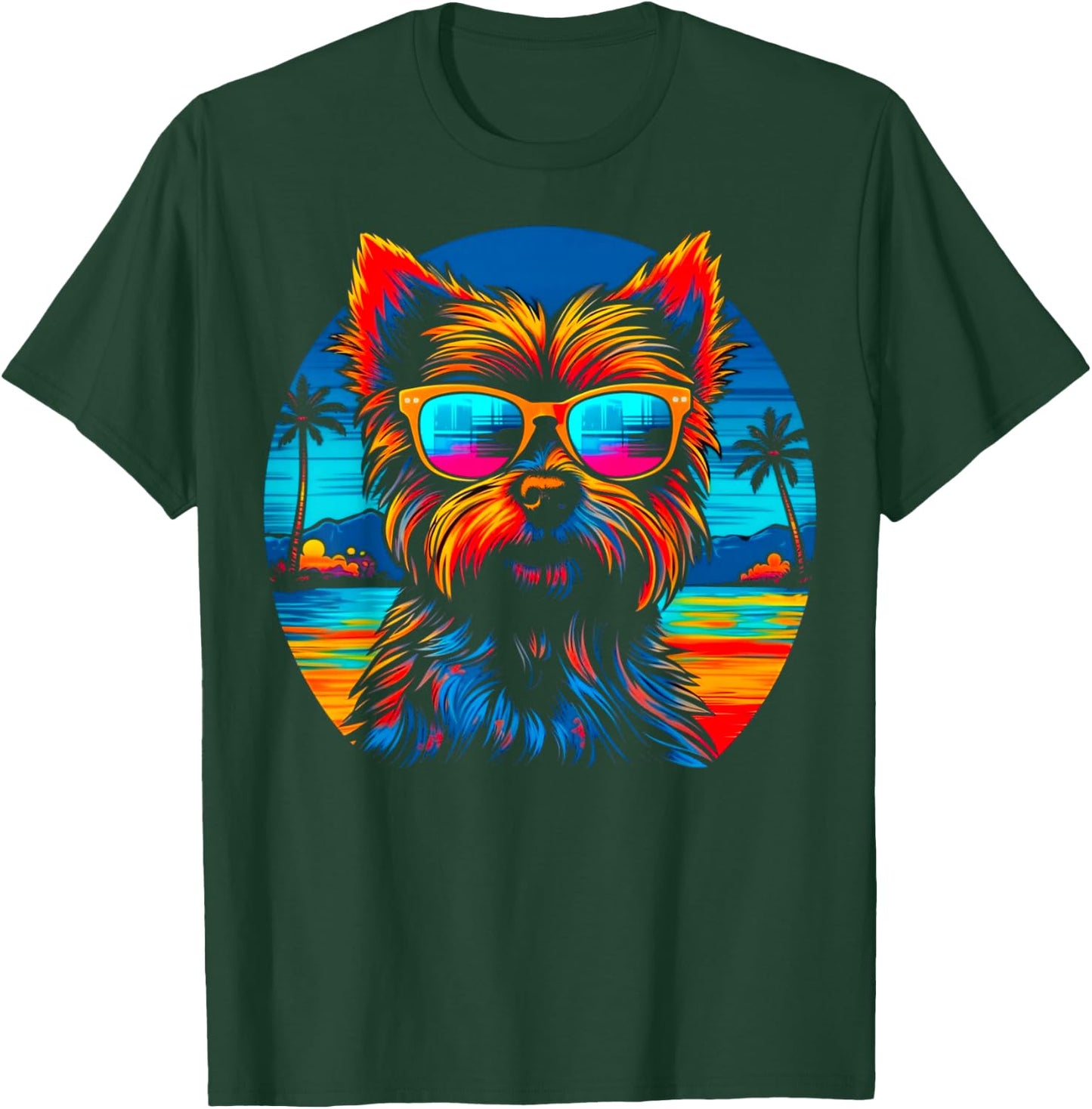 Yorkie Dog Yorkshire Terrier Summer Party T-Shirt - T-Shirt | Forest