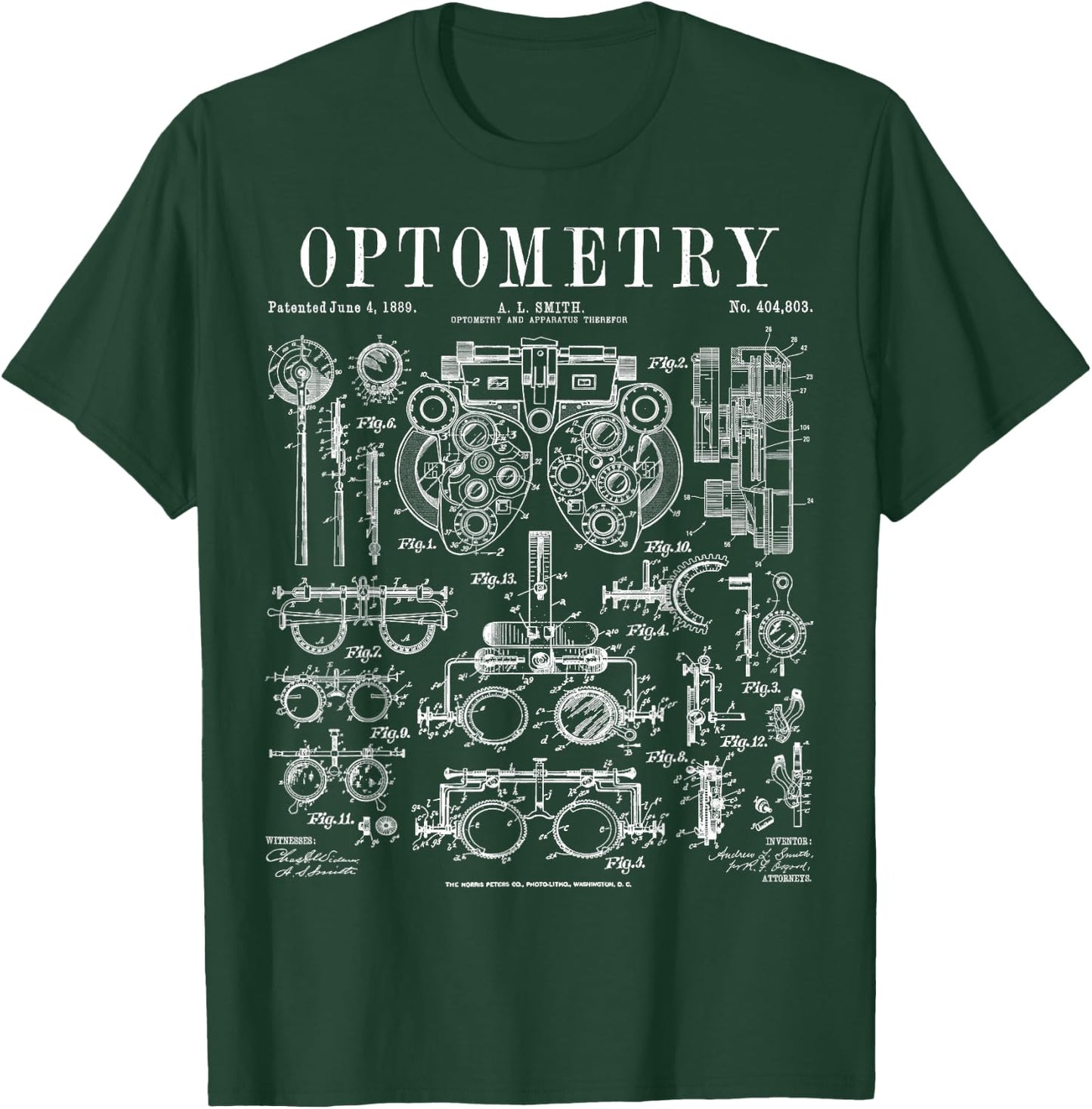 Optometrist Optometry Eye Doctor Tools Vintage Patent Print T-Shirt - T-Shirt | Forest