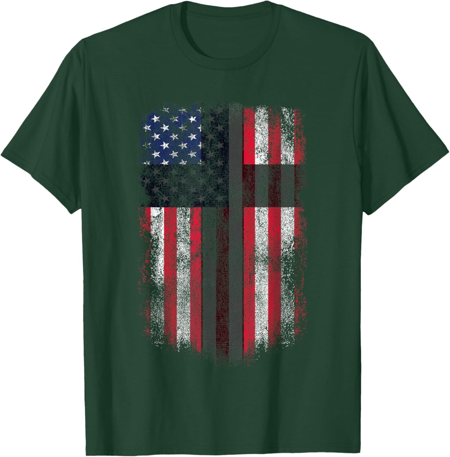 American Flag Cross for Patriotic USA Christians God Faith T-Shirt - T-Shirt | Forest