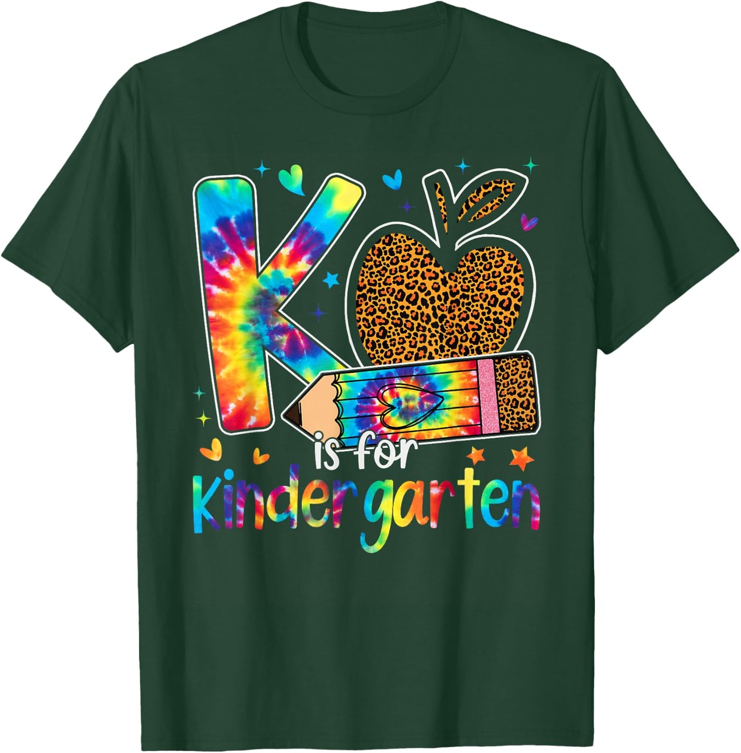 K Is For Kindergarten Teacher Leopard Back To School T-Shirt - T-Shirt | Forest