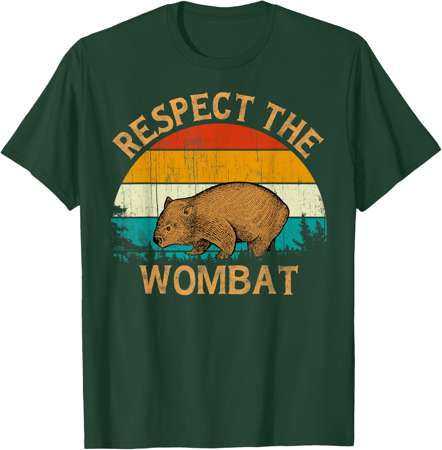Vintage Retro Style sun Wildlife Animal Respect The Wombat T-Shirt - T-Shirt | Forest