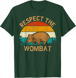 Vintage Retro Style sun Wildlife Animal Respect The Wombat T-Shirt - T-Shirt | Forest