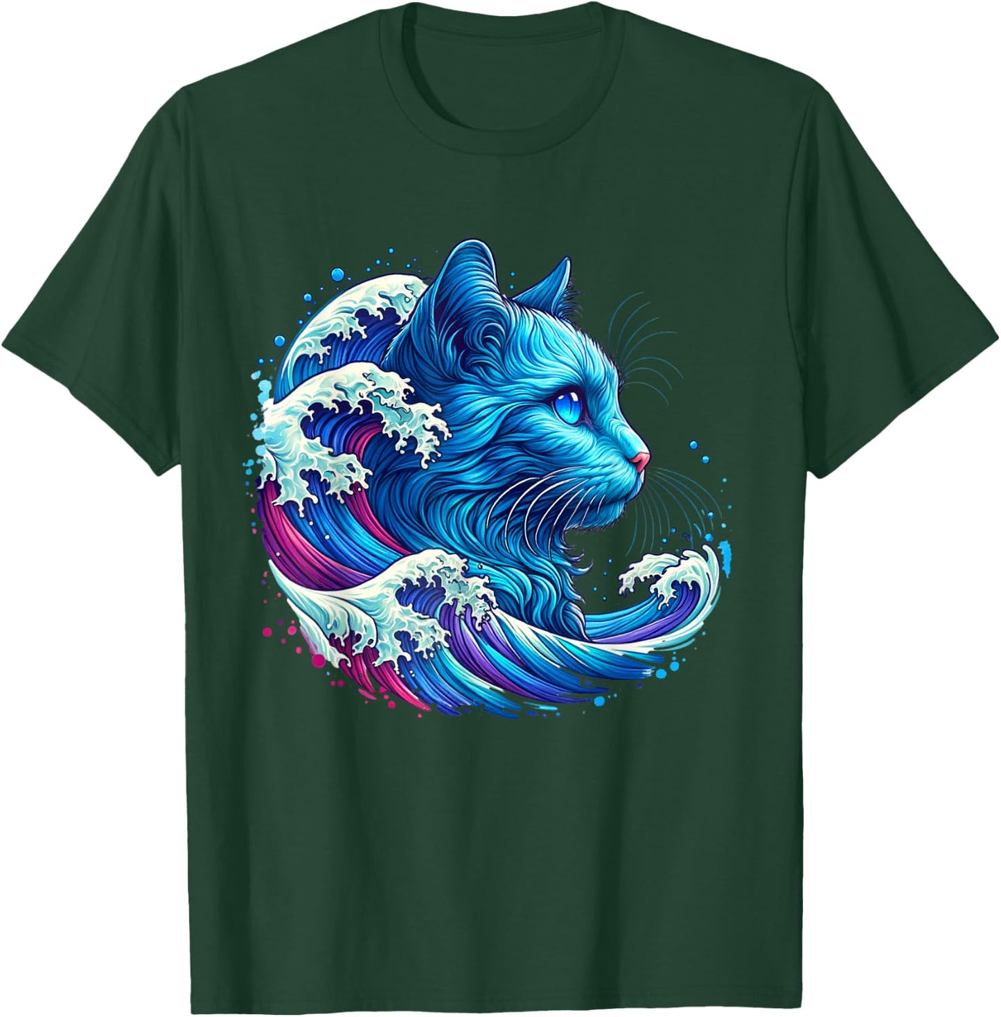 Blue Cat Wave For kamala 47 Funny Cat Ladies Harris 2024 T-Shirt - T-Shirt | Forest