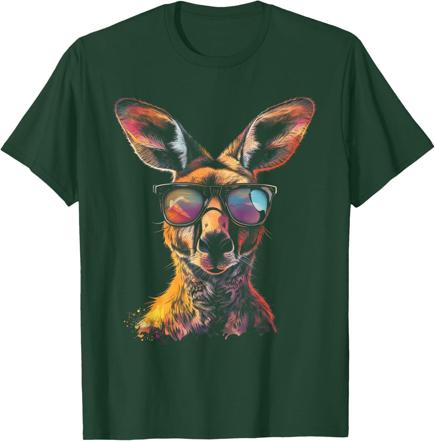Kangaroo Wearing Sunglasses Colourful Funny Animal Australia T-Shirt - T-Shirt | Forest