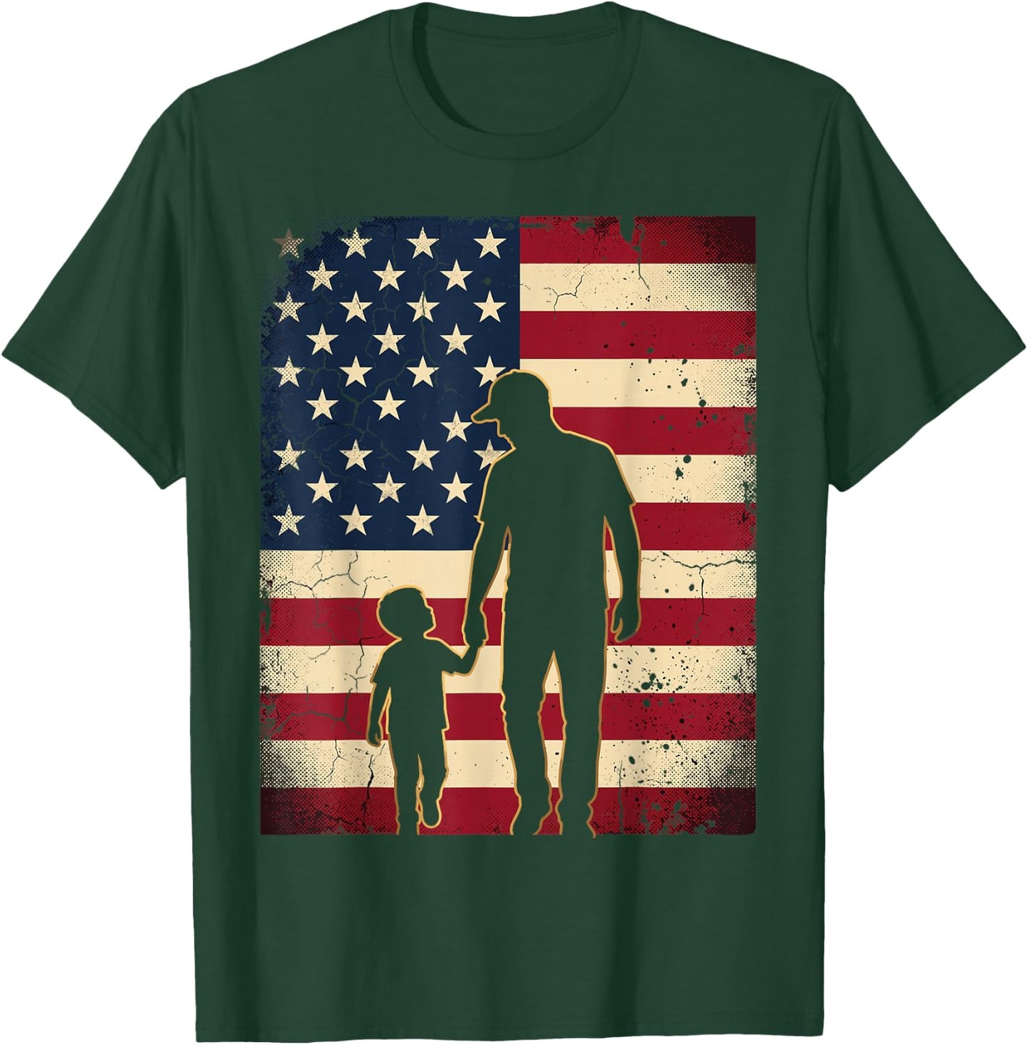 Father Son USA American Flag Patriotic Dads Family Boys Men T-Shirt - T-Shirt | Forest