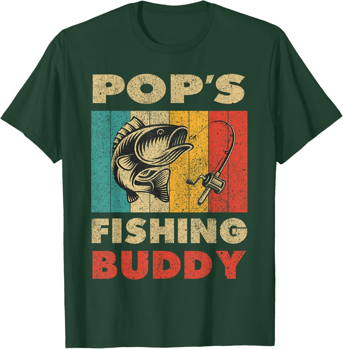 Funny Fishing Pop's Fishing Buddy Vintage Fishing T-Shirt - T-Shirt | Forest