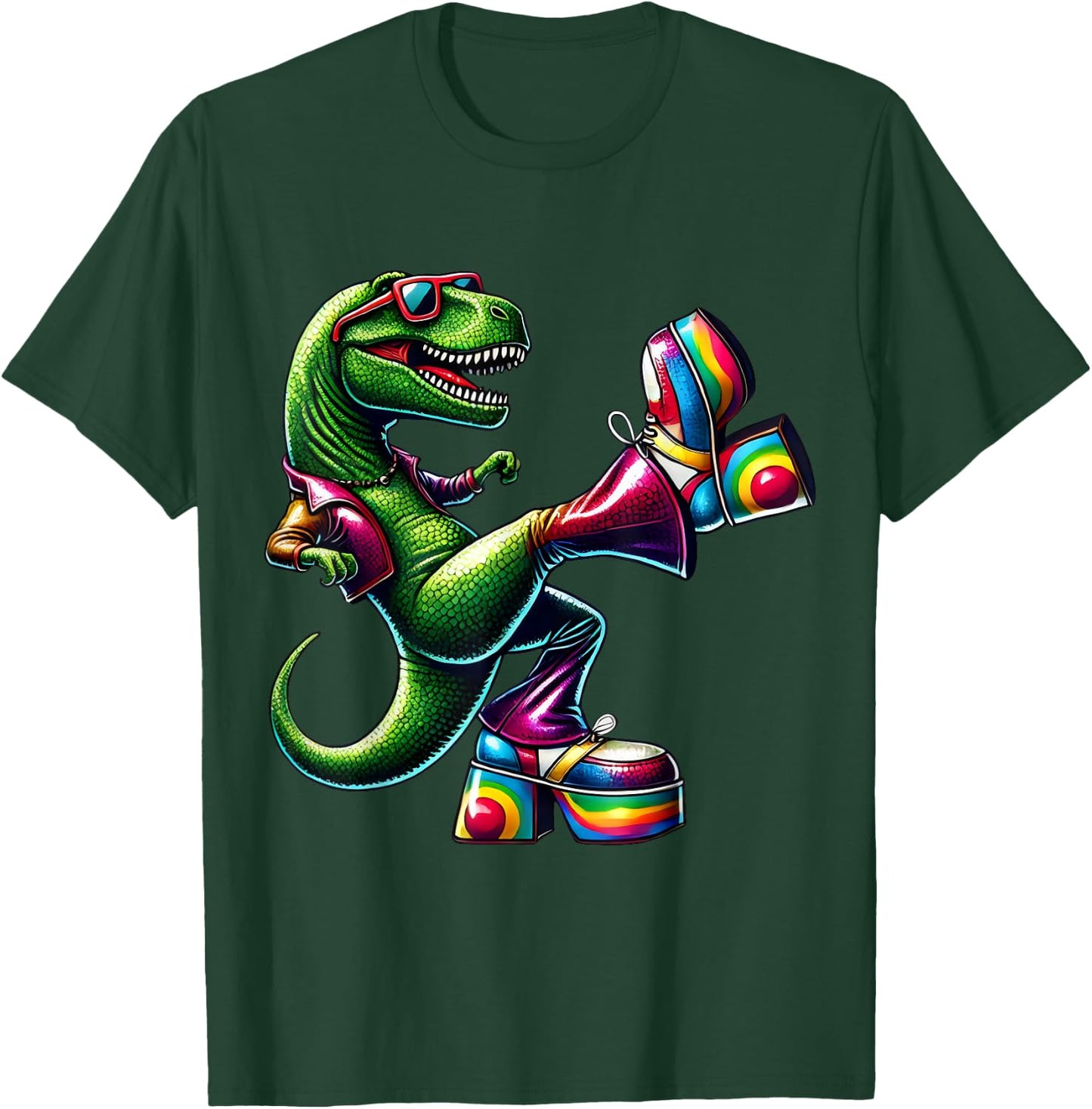 Funny Dancing Dinosaur, Disco Dino Party, Dinosaur Vintage T-Shirt - T-Shirt | Forest