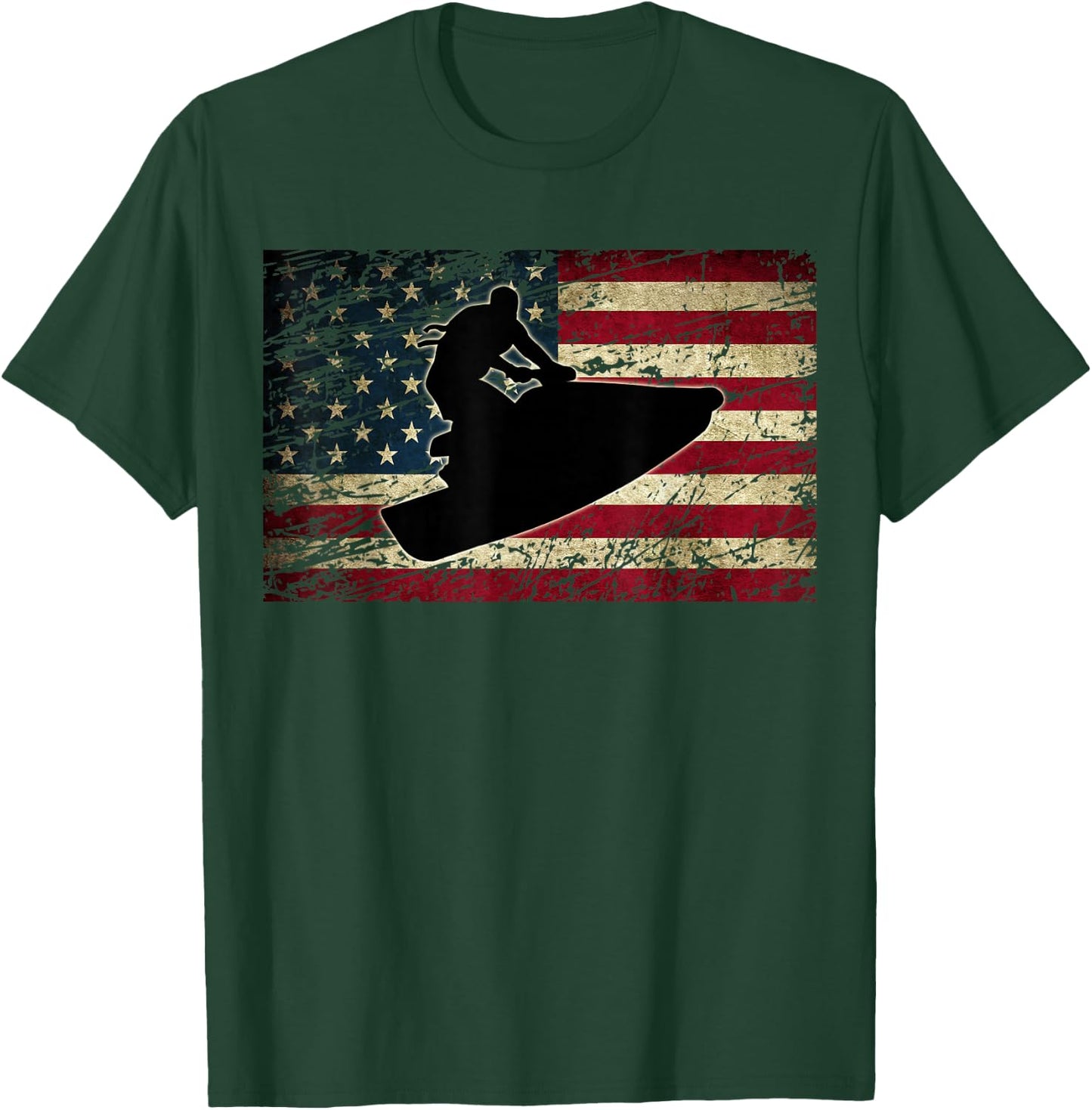 Jet Ski Shirt with American USA Flag Jetski Clothes T-Shirt - T-Shirt | Forest