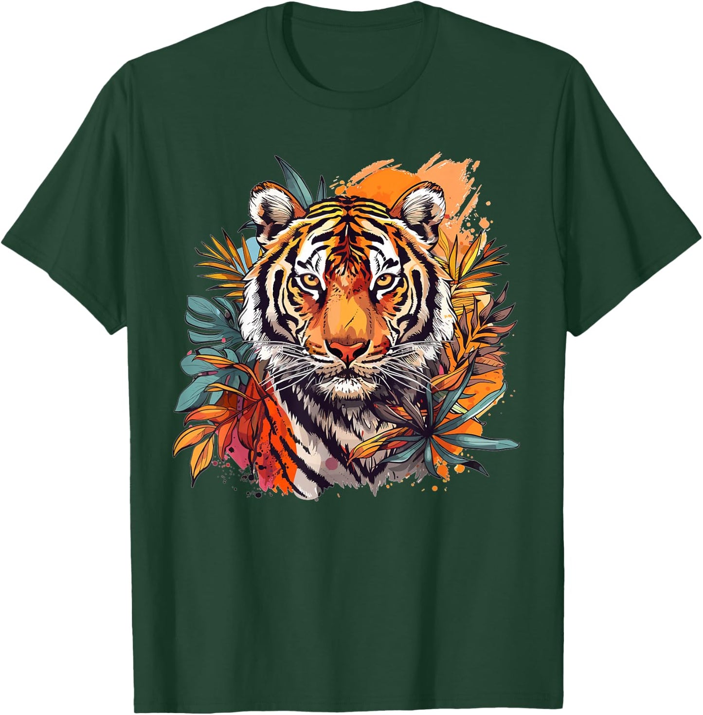 Niedlicher Tiger mit Blumen I Ästhetischer Tiger T-Shirt - T-Shirt | Forest