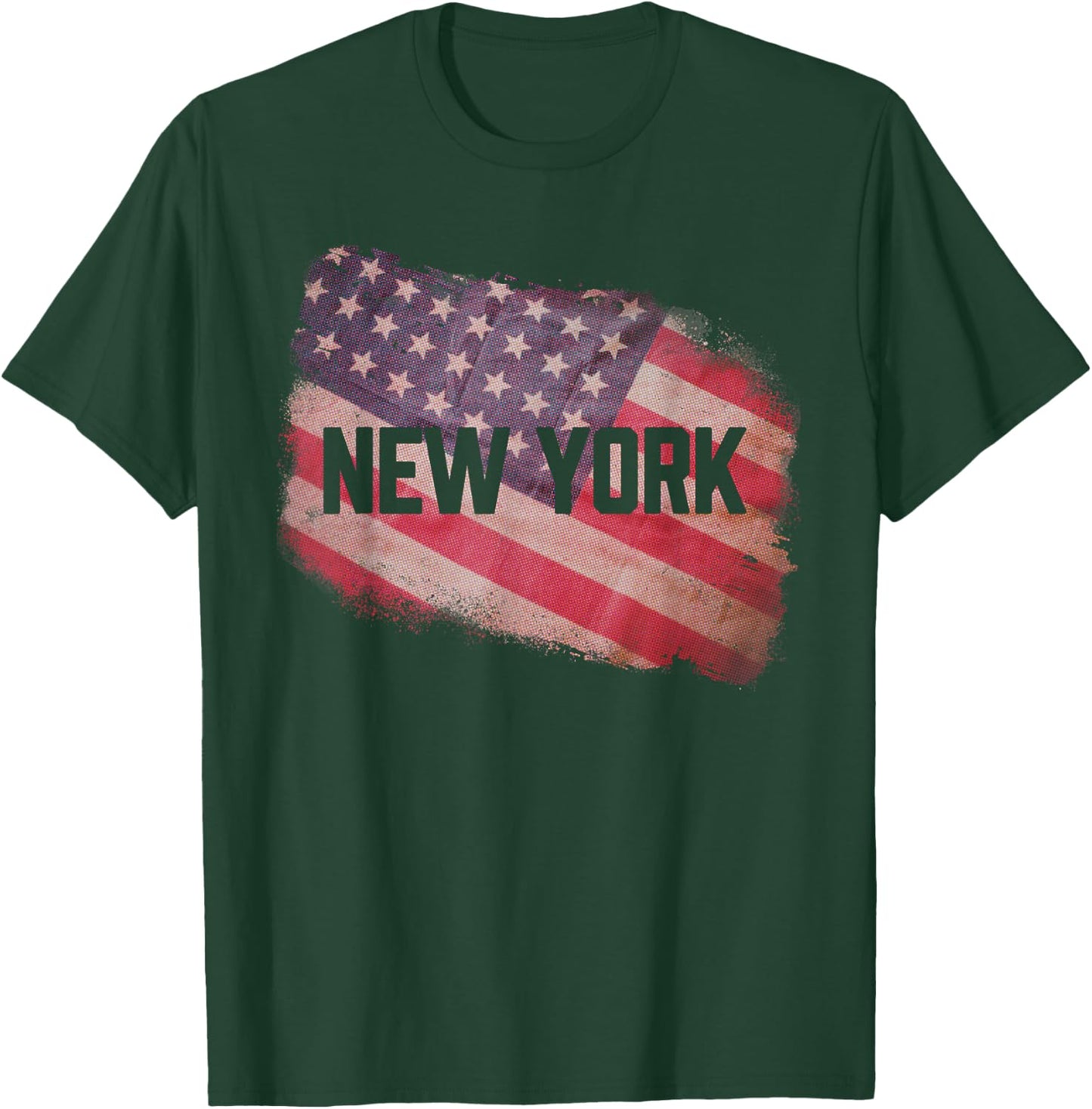 New York USA American Old Glory Flag Vintage US Souvenir , black T-Shirt - T-Shirt | Forest