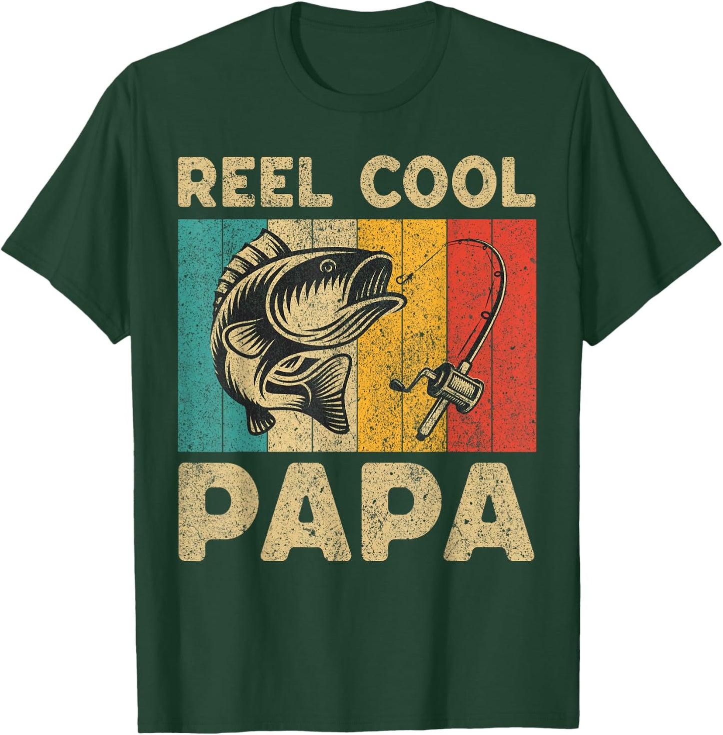 Father's Day Present Funny Fishing Reel Cool Papa T-Shirt - T-Shirt | Forest