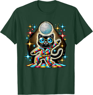 Aesthetic Black Cat Disco T-Shirt - T-Shirt | Forest