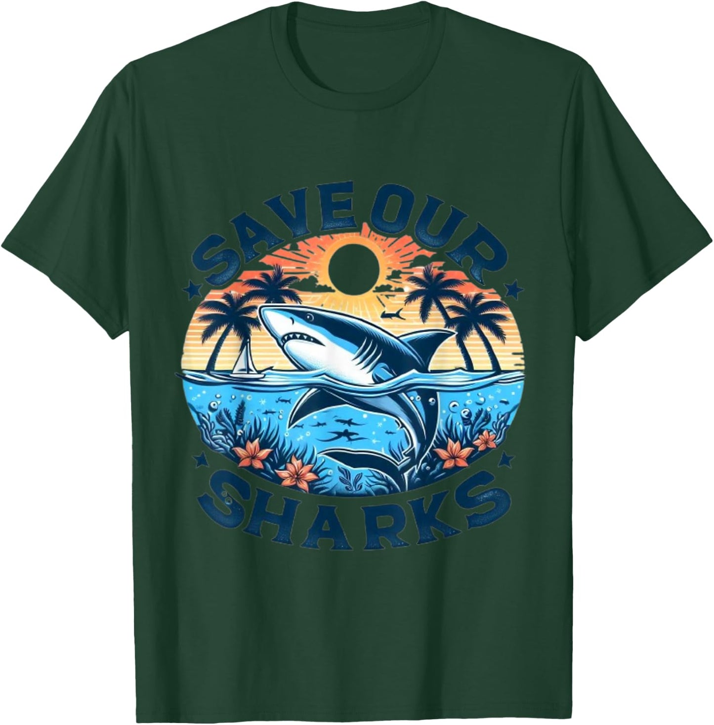 Protect The Shark Save the Ocean Save The Ocean Animals Retro T-Shirt - T-Shirt | Forest