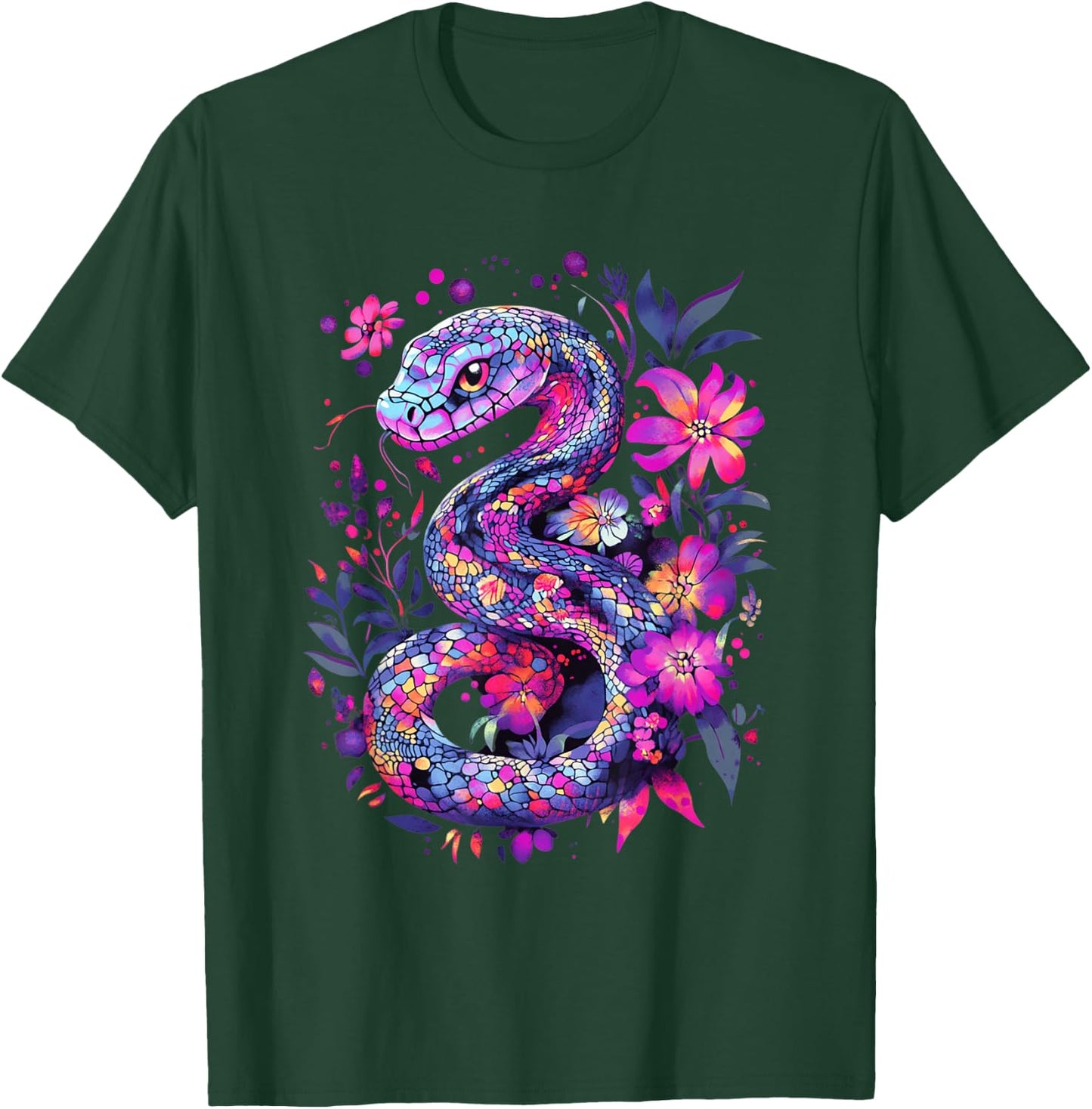 Aesthetic Python Snake Graphic Cute Reptile Women Girls T-Shirt - T-Shirt | Forest