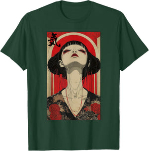 Japanische Geisha Frau Kunst Kanji Tokyo Japan Hanami Anime T-Shirt - T-Shirt | Forest