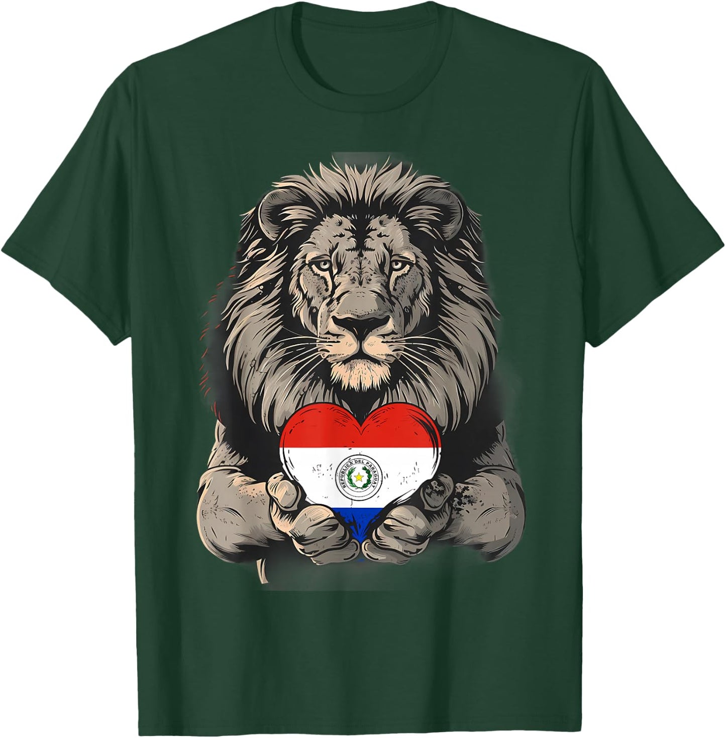 Paraguayan Pride Paraguayan Flag Lion Paraguay Heart T-Shirt - T-Shirt | Forest