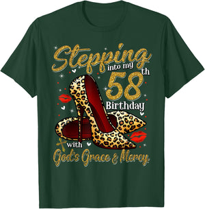 High Heels Stepping Into My 58th Birthday 58 and Fabulous T-Shirt - T-Shirt | Forest