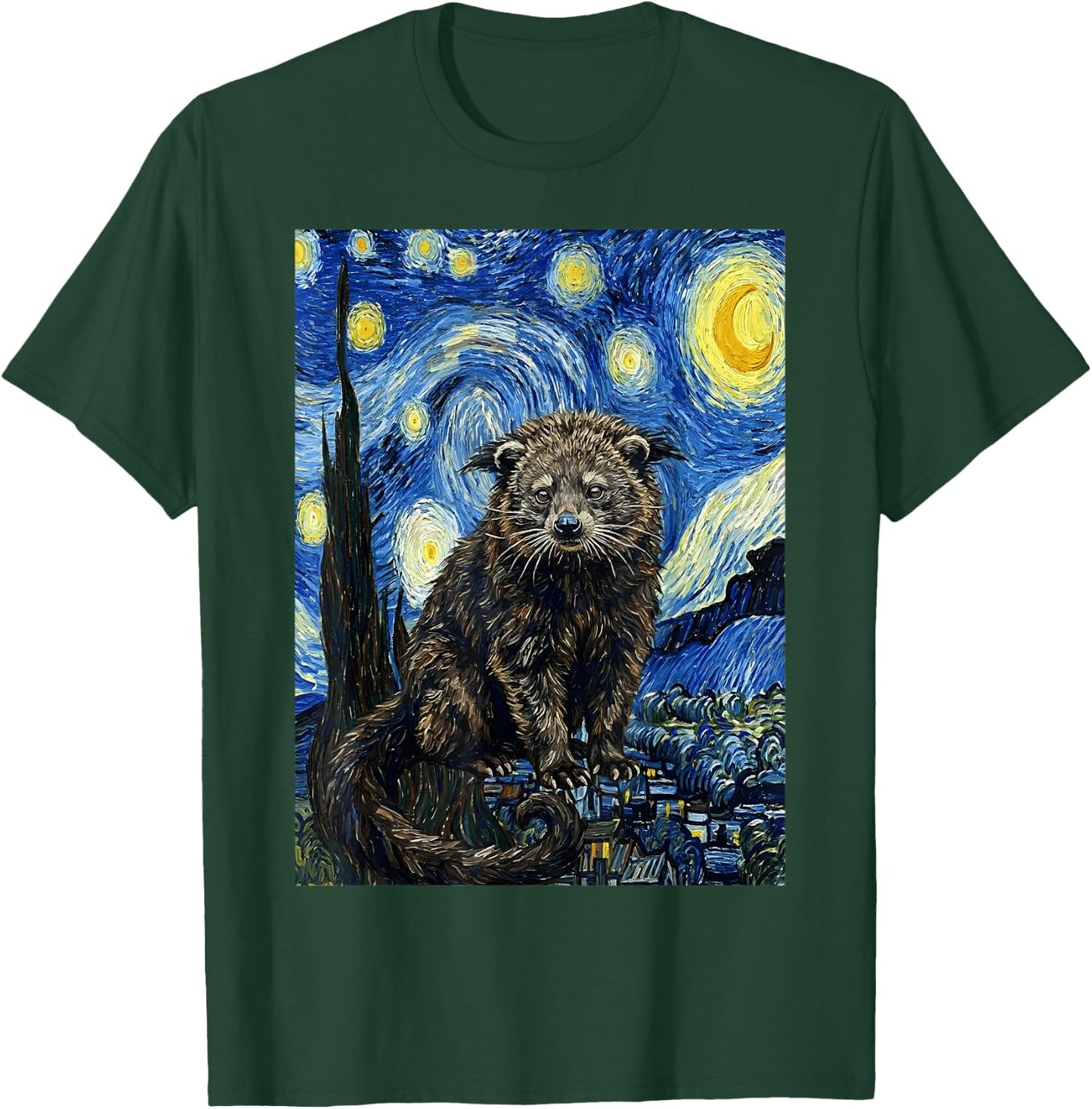 Binturong Bearcat Van Gogh Starry Night Art T-Shirt - T-Shirt | Forest