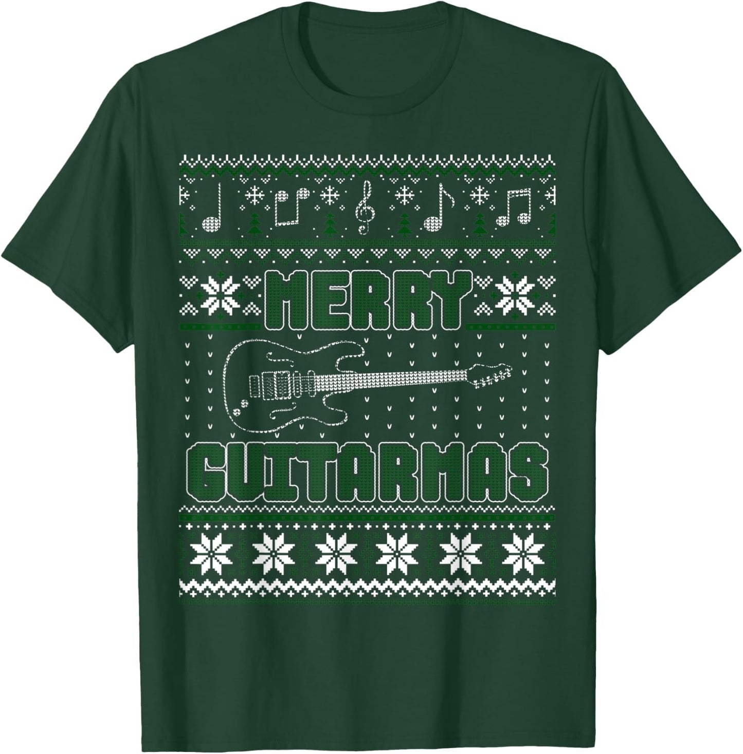 Guitar Lover Merry Guitarmas Ugly Sweater T-Shirt - T-Shirt | Forest