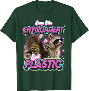 Sauver L'environnement Manger Un Raton Laveur En Plastique T-Shirt - T-Shirt | Forest