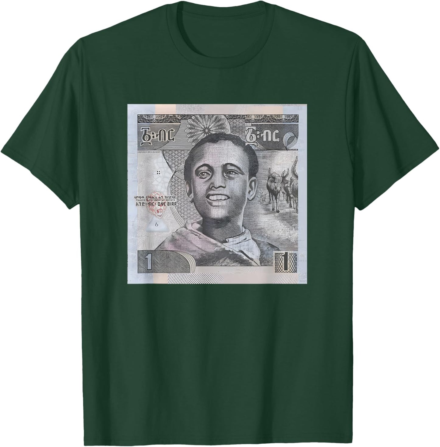 Ethiopian 1 Birr Funny Habesha T-Shirt - T-Shirt | Forest