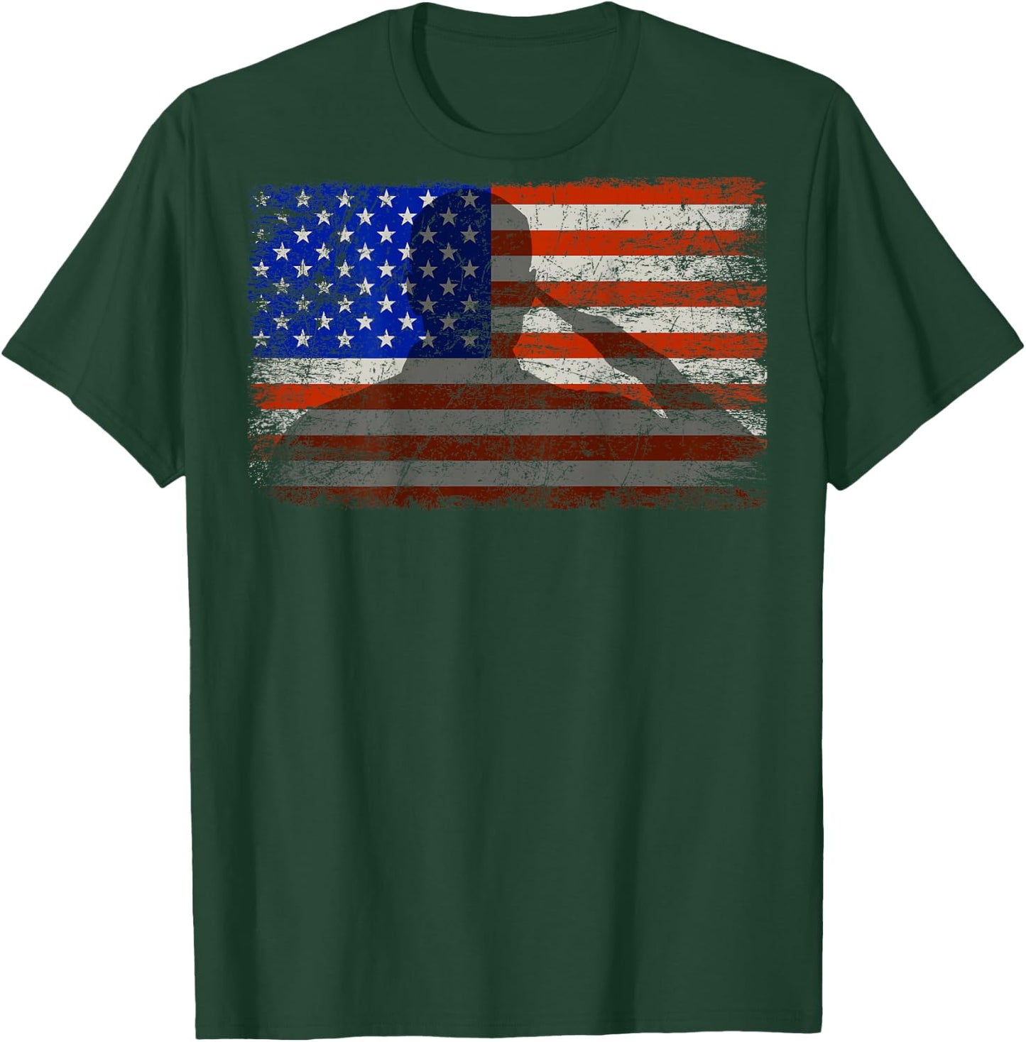 Military Patriotic American Flag Print On Back Kids Men T-Shirt - T-Shirt | Forest