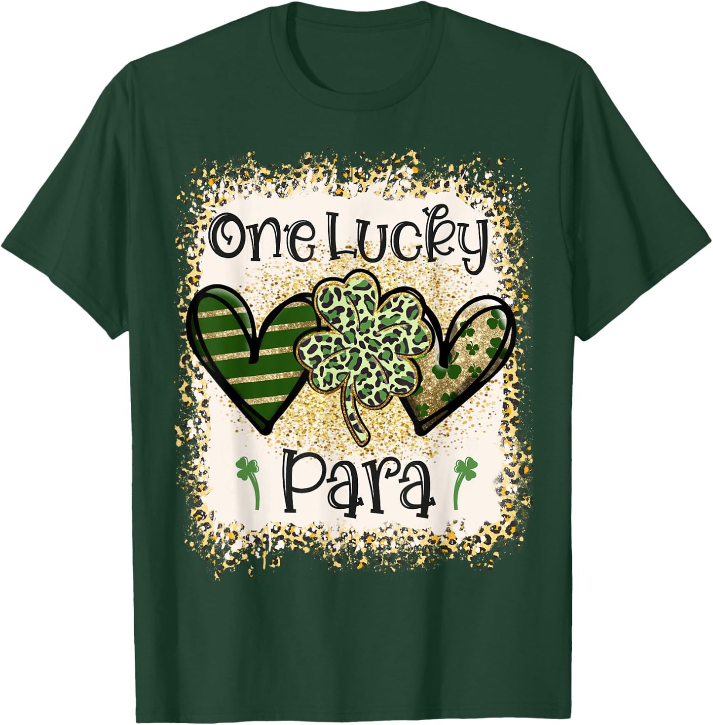 One Lucky Para St Patricks Day Leopard Shamrock T-Shirt - T-Shirt | Forest