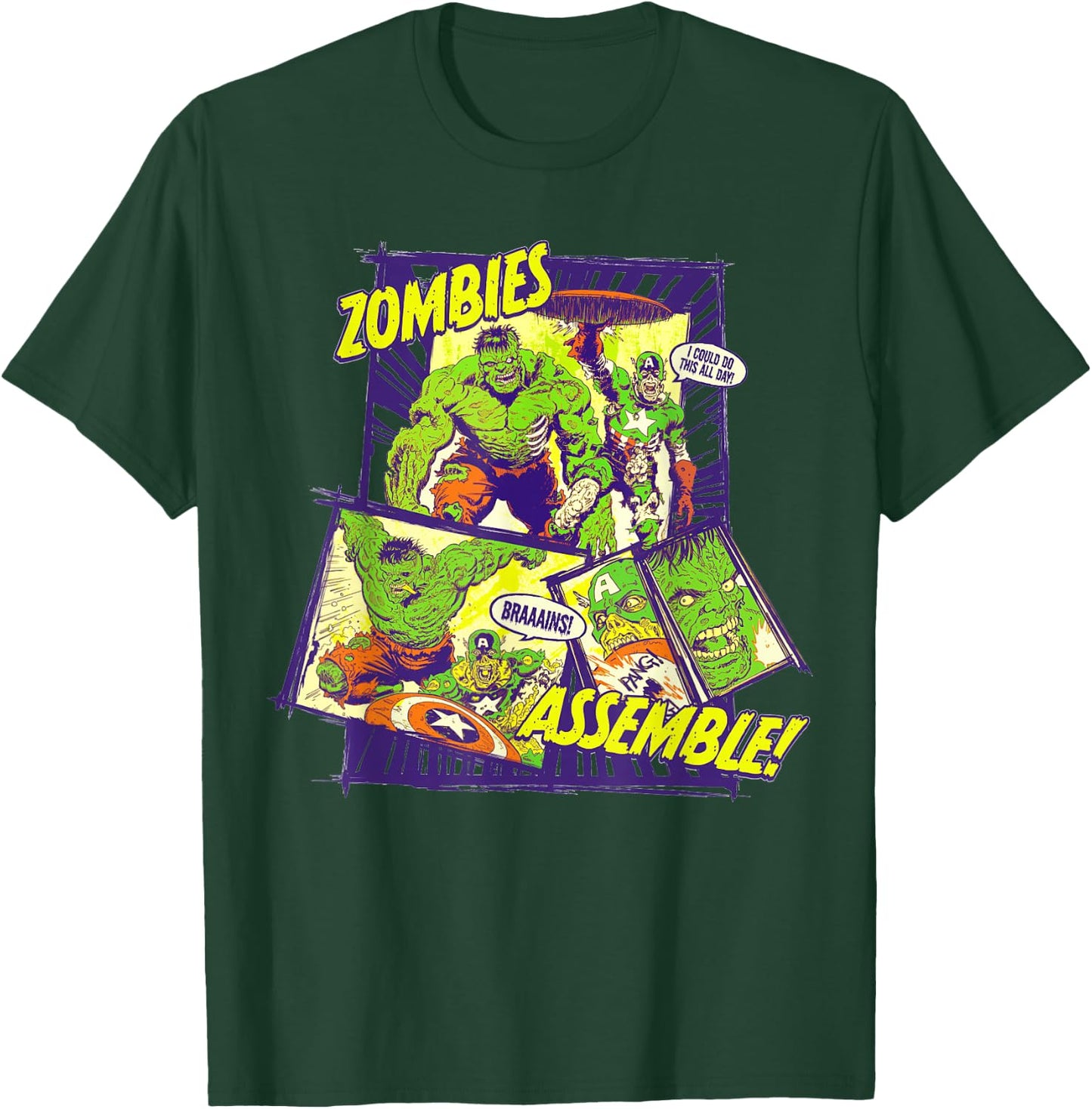 Marvel Zombies Assemble Hulk and Captain America Halloween T-Shirt - T-Shirt | Forest