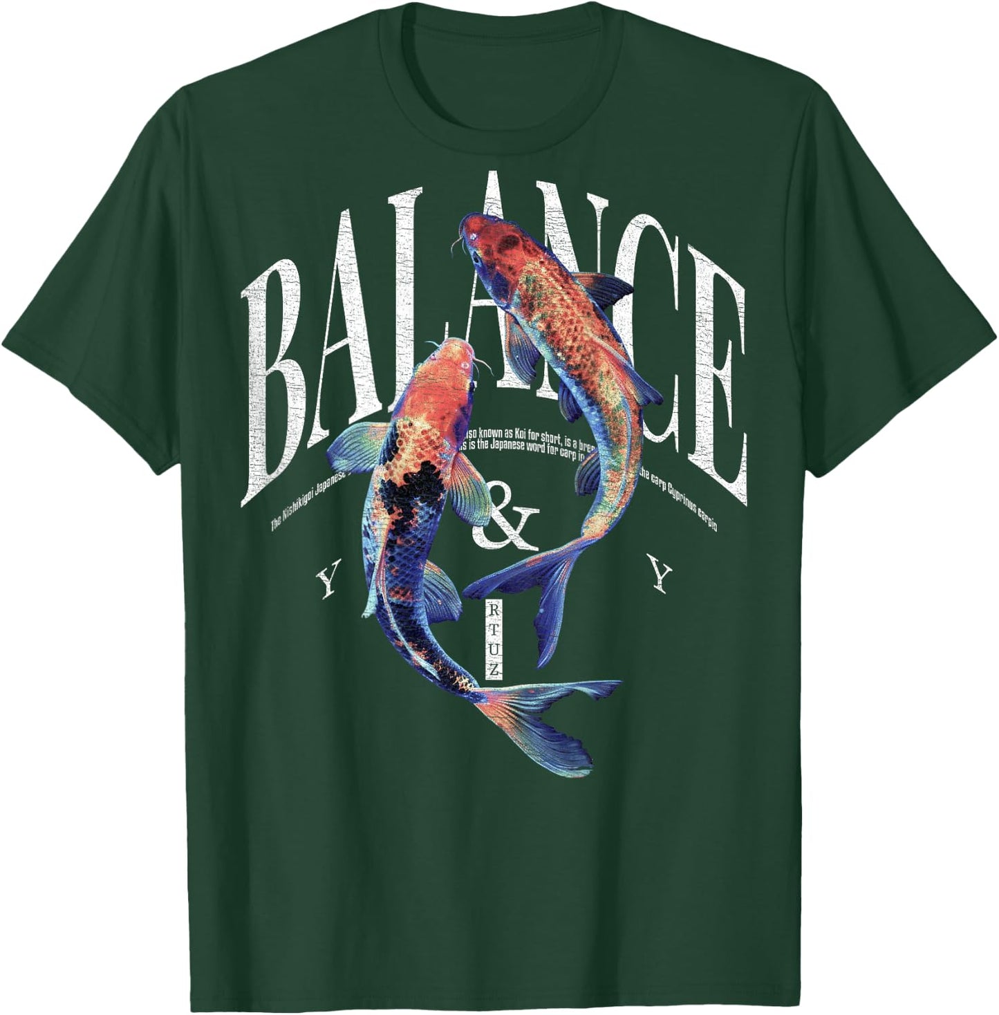 Vintage Graffiti Nishikigoi Fish Backprint Koi Carp , black T-Shirt - T-Shirt | Forest