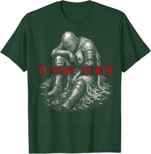 Tummy Hurts Funny Medieval Knight Gothic Art Dark Humor T-Shirt - T-Shirt | Forest