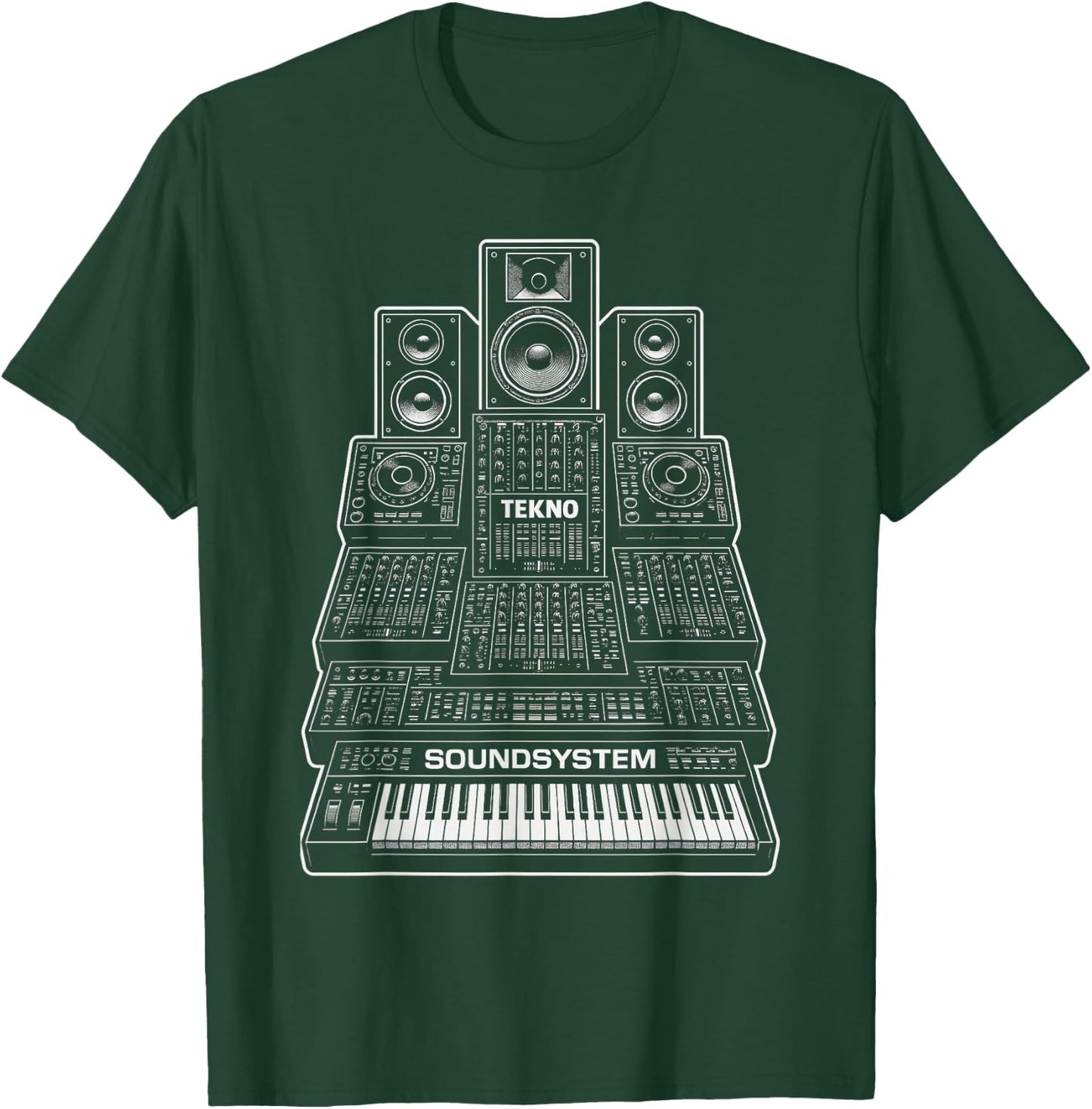 Tekno Soundsystem Keyboard Synth Modular DJ Rave Graphic T-Shirt - T-Shirt | Forest