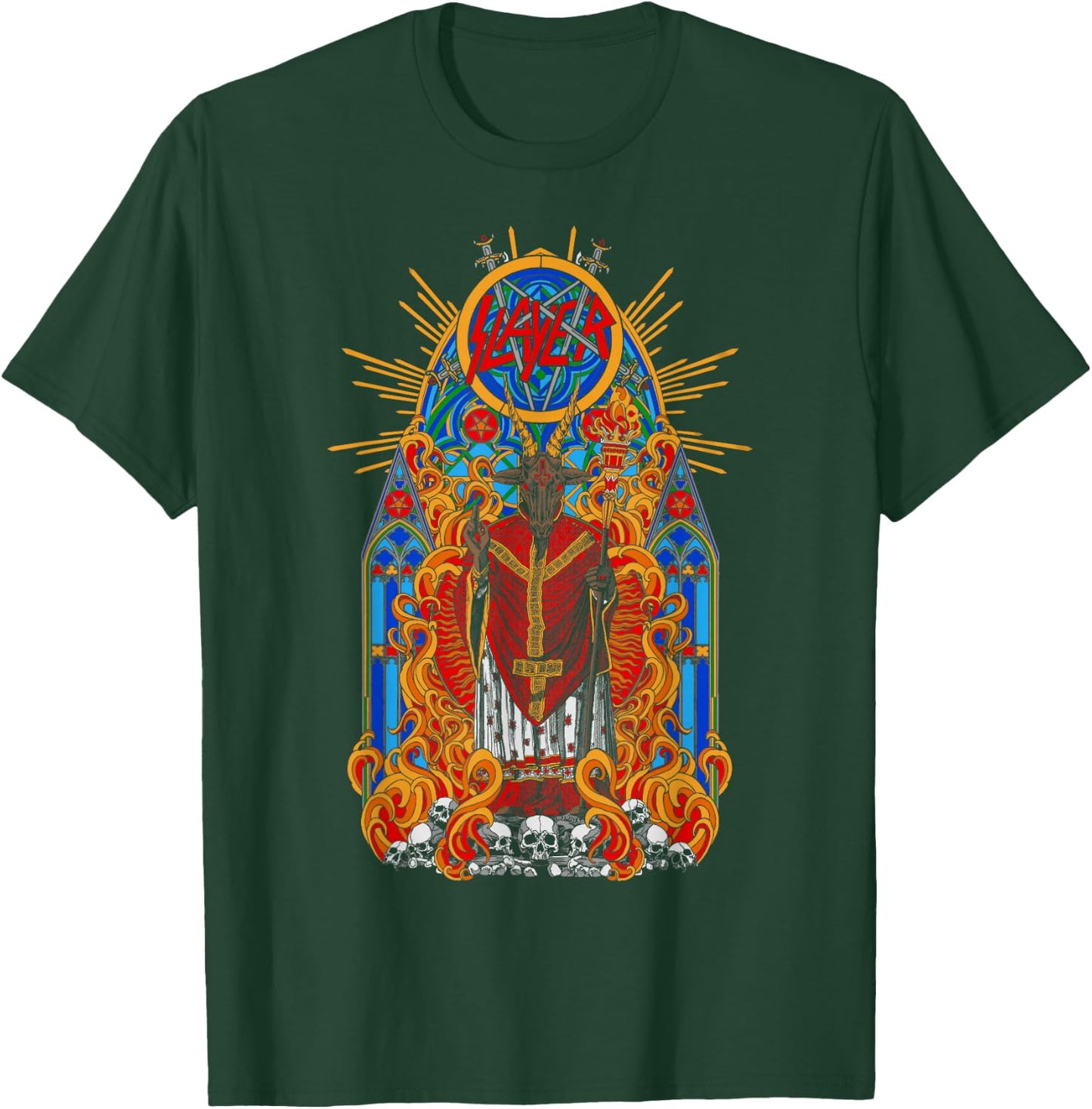 Slayer Goat God Stained Glass T-Shirt - T-Shirt | Forest