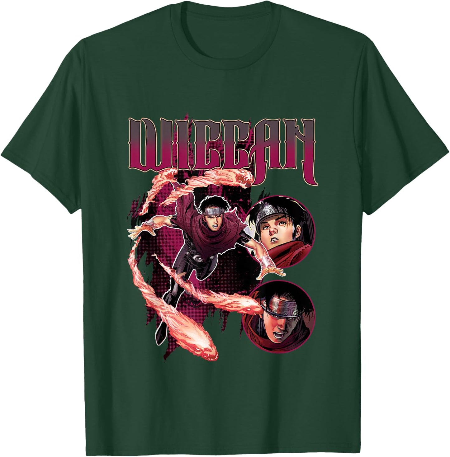 Marvel Universe Classic Wiccan Flames Collage Retro Poster T-Shirt - T-Shirt | Forest