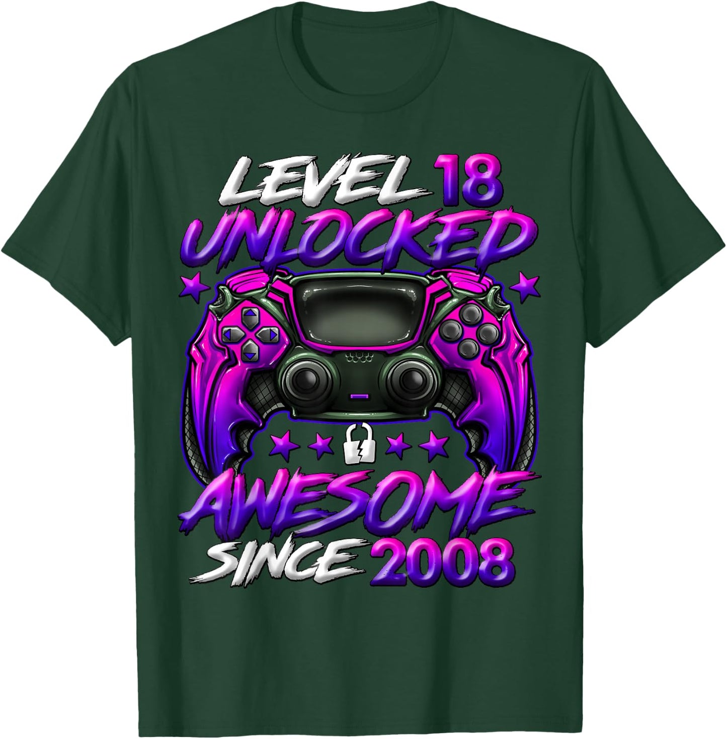 Level 18 Unlocked 18 Year Old Gifts Boys 18th Birthday Boy T-Shirt - T-Shirt | Forest
