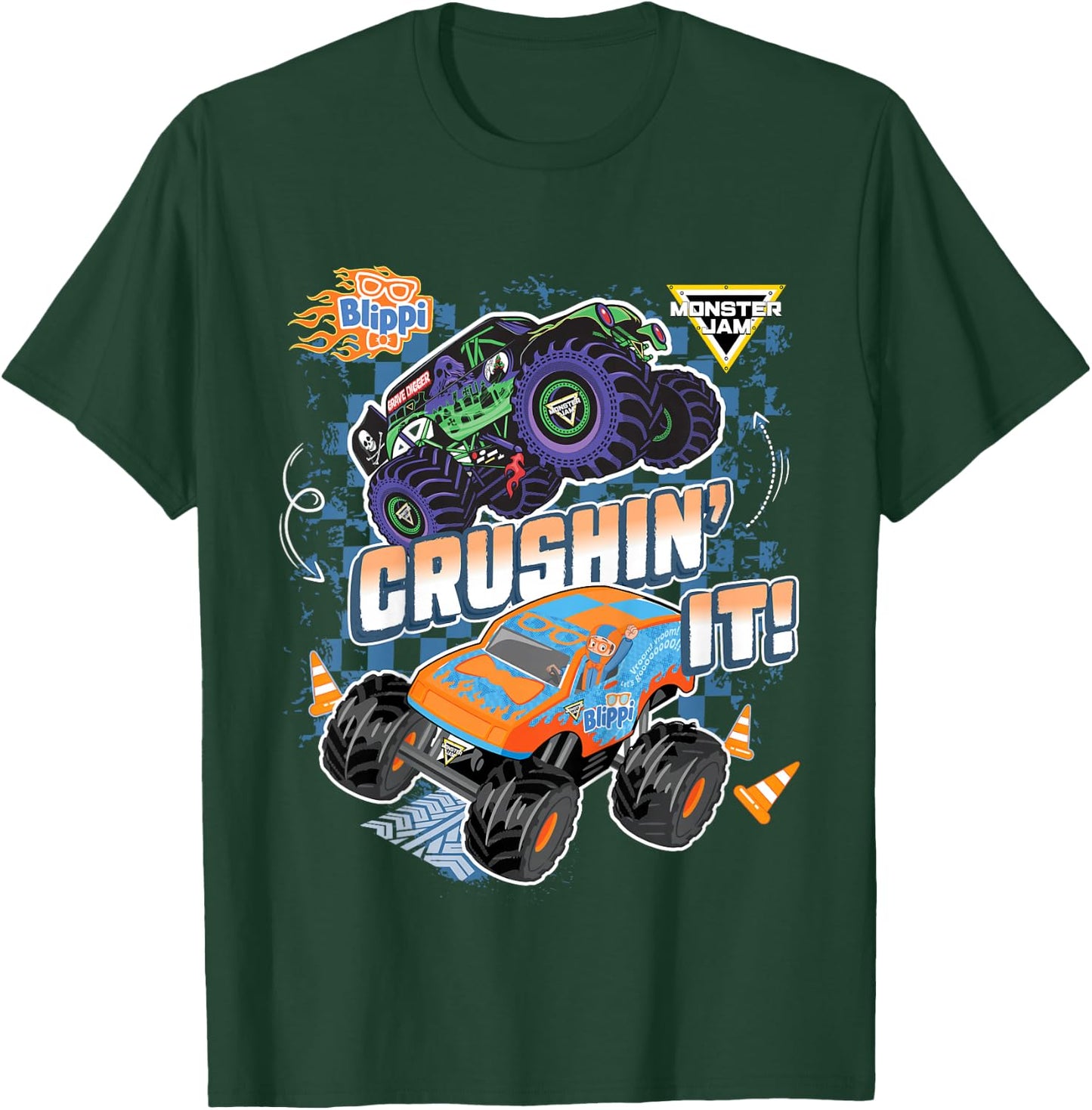 Kids Blippi Grave Digger Crushin' It T-Shirt - T-Shirt | Forest