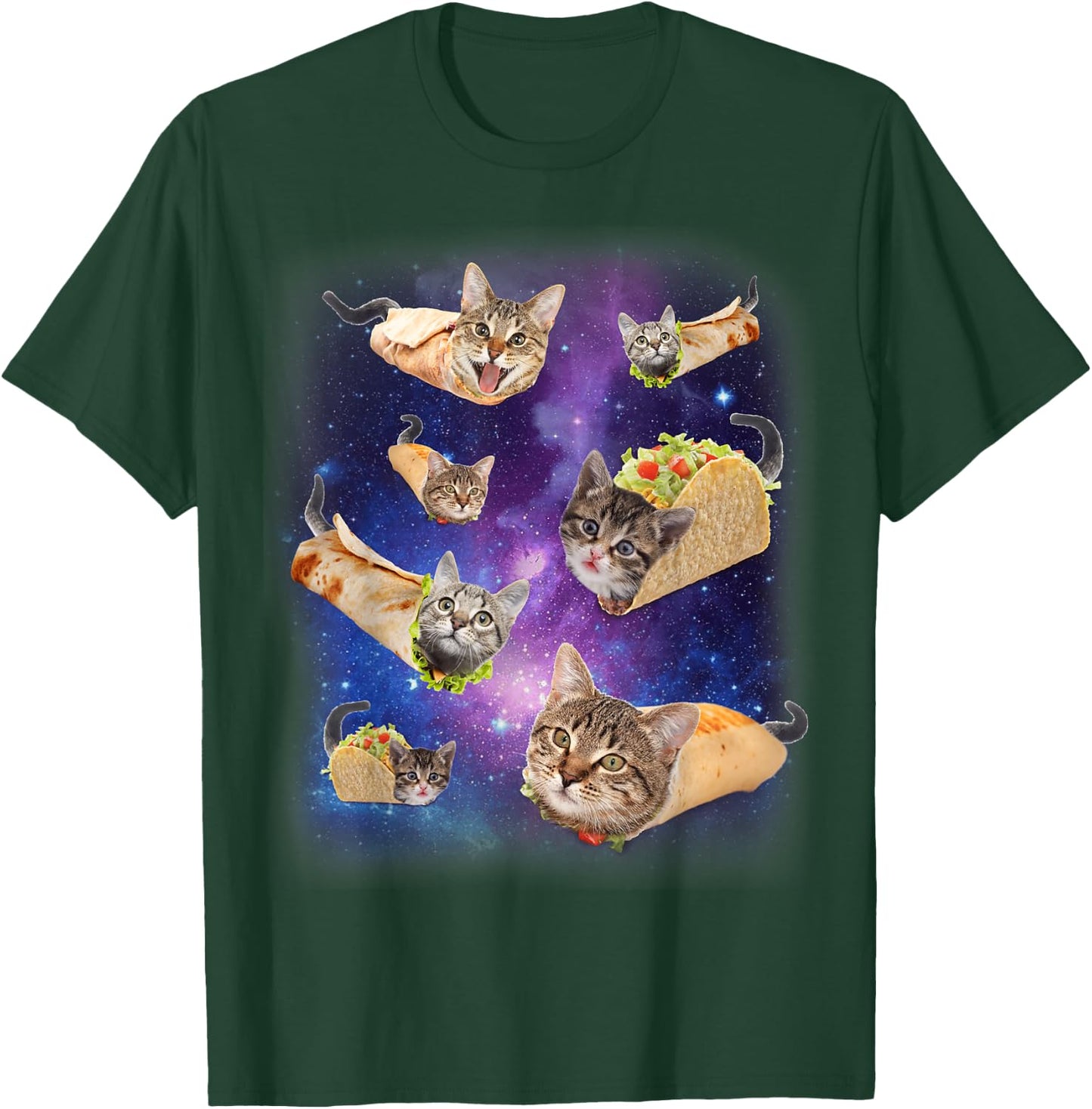 Burrito Cat and Taco Cat Space Galaxy Meme Tacocat Silly , Black, S T-Shirt - T-Shirt | Forest