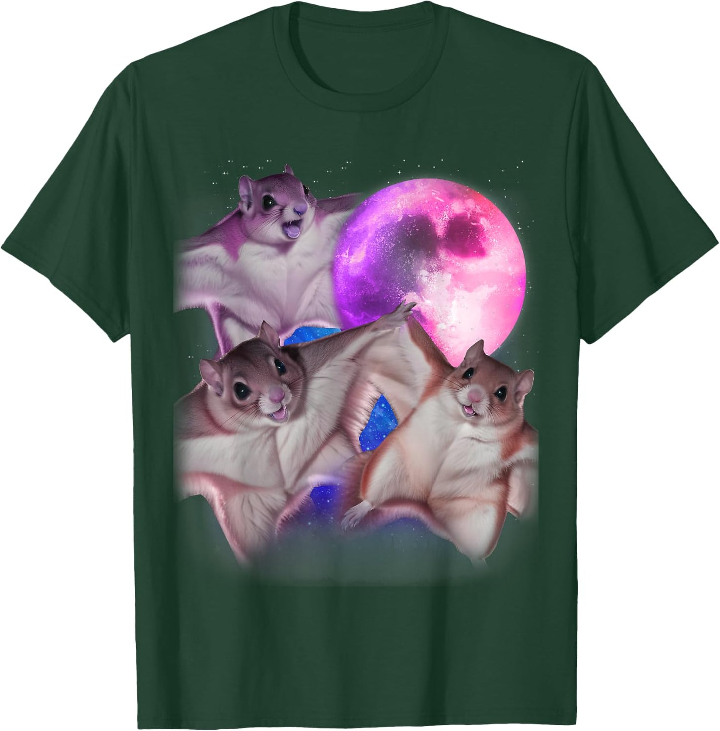 3 Flying Squirrels Howling At The Moon Funny Squirrel Lover T-Shirt - T-Shirt | Forest