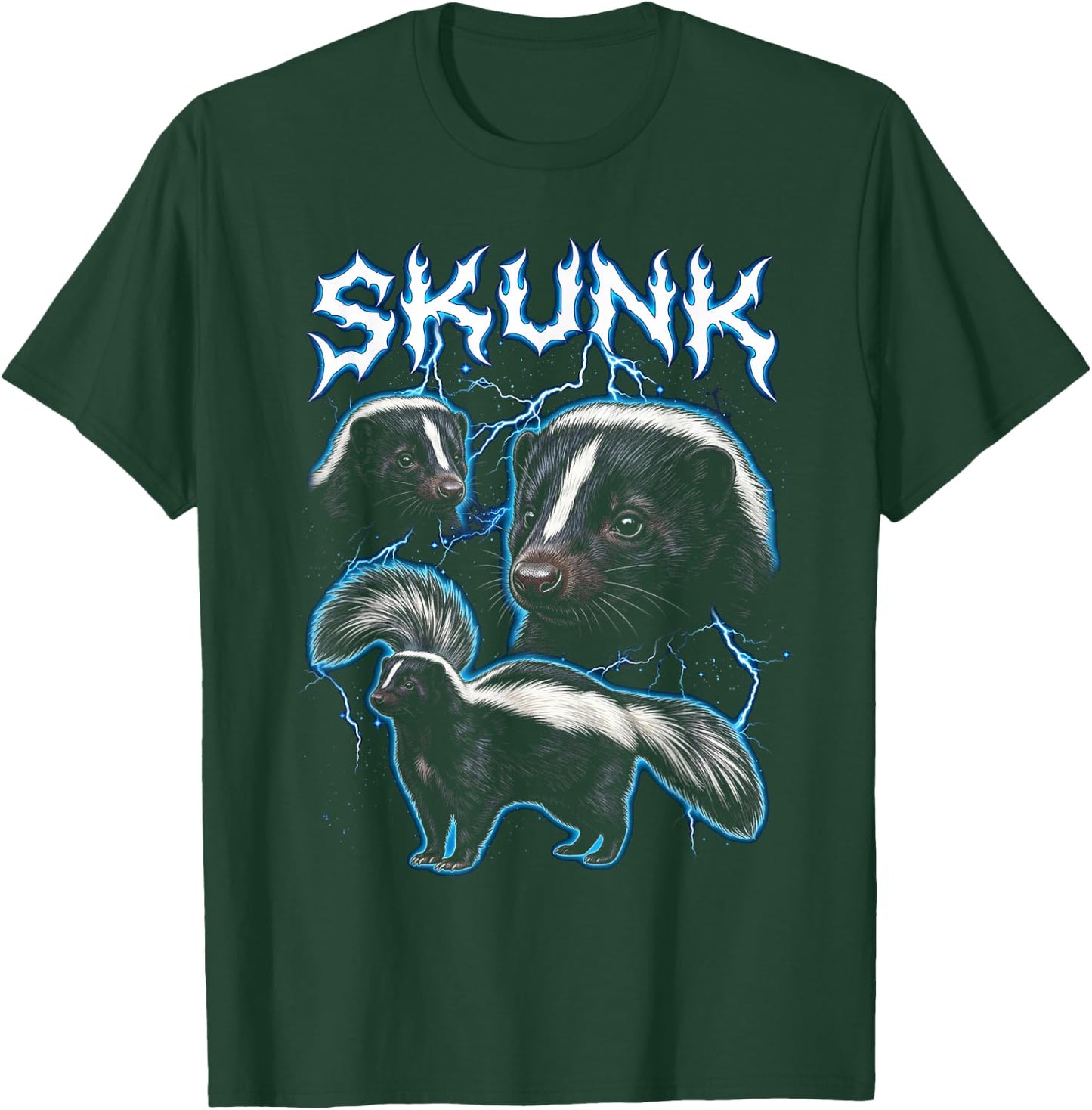 Skunk Vintage 90s Heavy Metal Retro Skunk Animal Lover Skunk T-Shirt - T-Shirt | Forest