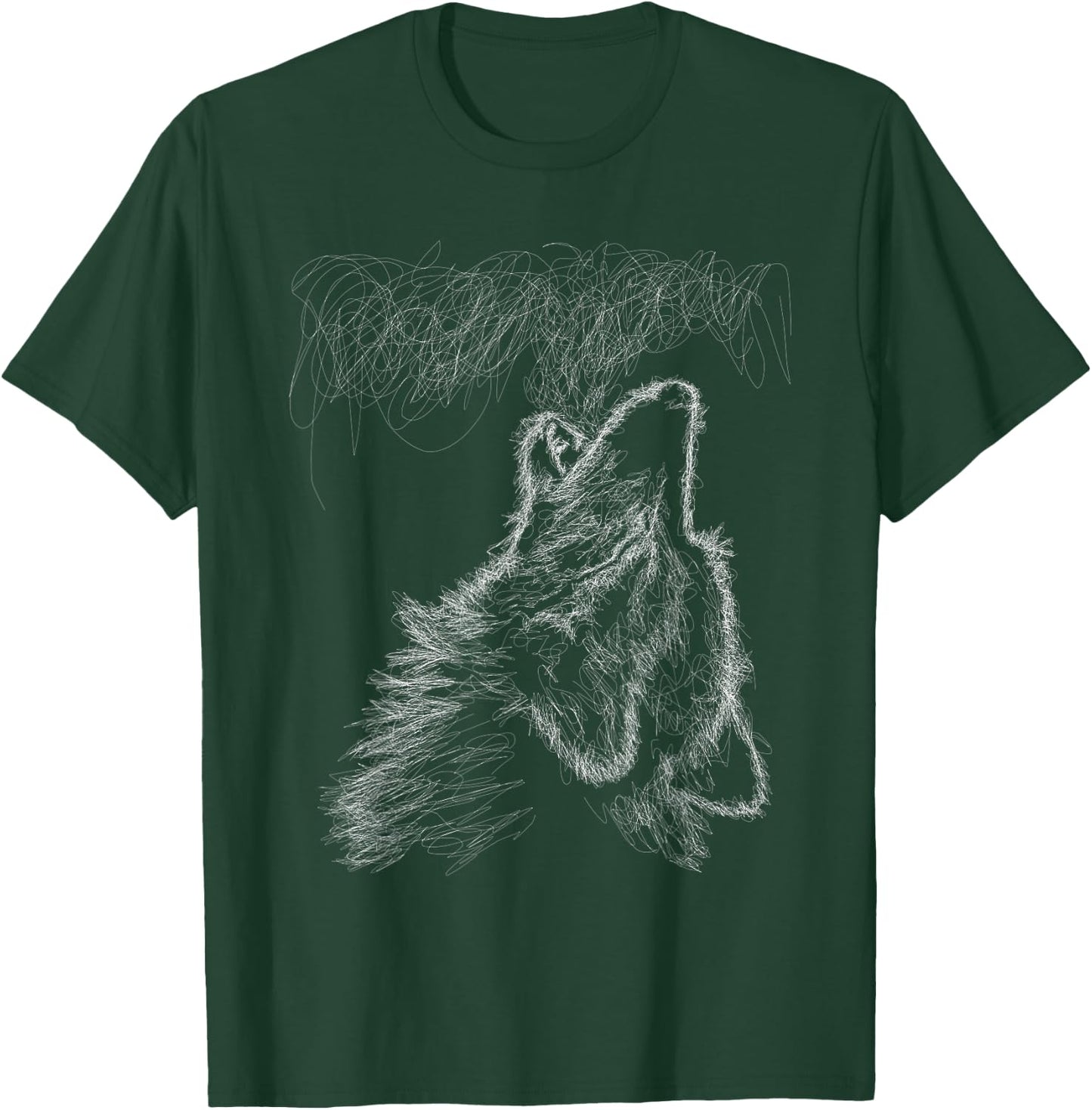 Wolf Howling Scribble Head Art Sketch for Lover Wolves Wild T-Shirt - T-Shirt | Forest