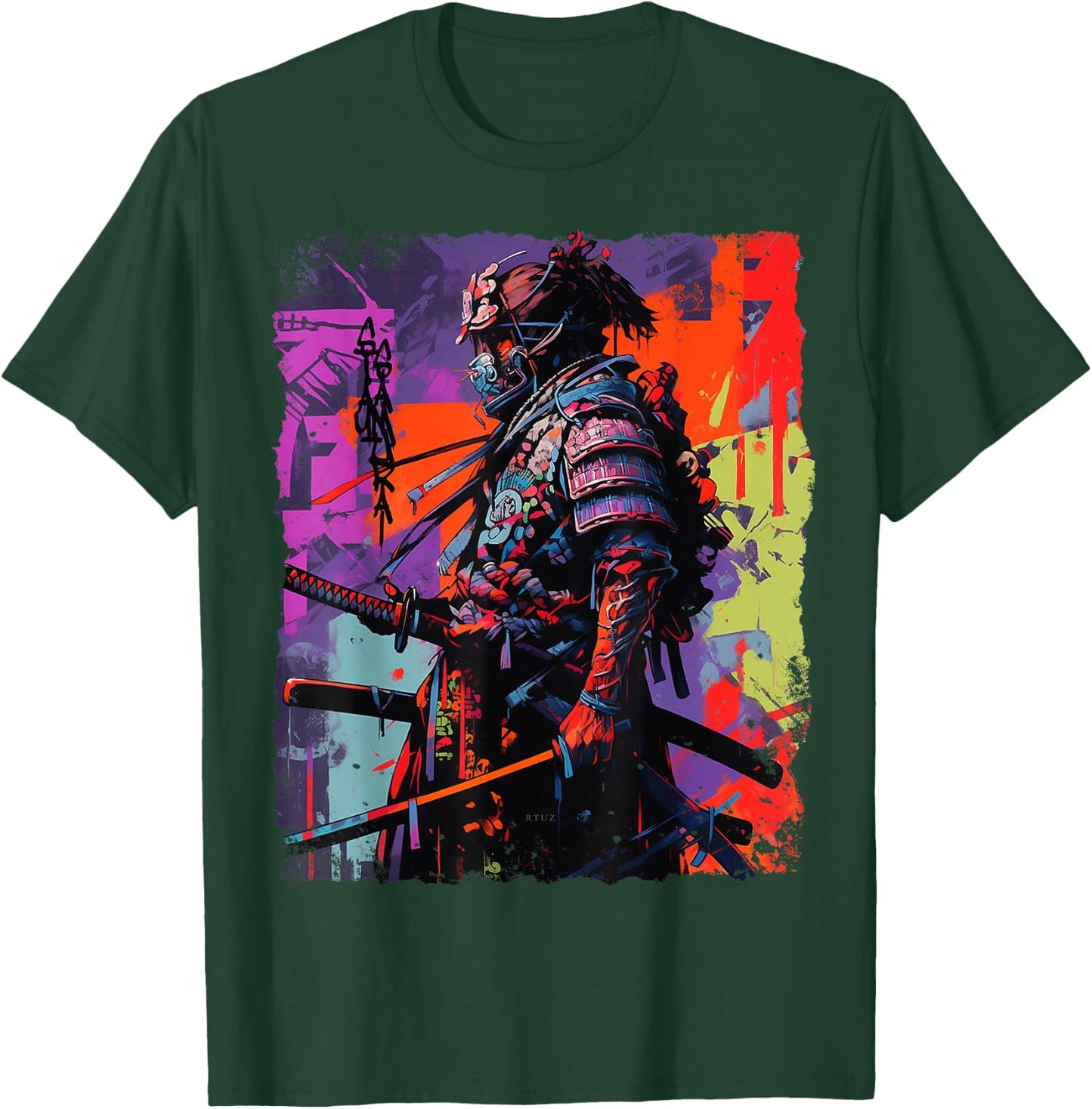 Hip Hop Y2K Vintage Hipster Edgy Urban Streetwear Samurai T-Shirt - T-Shirt | Forest