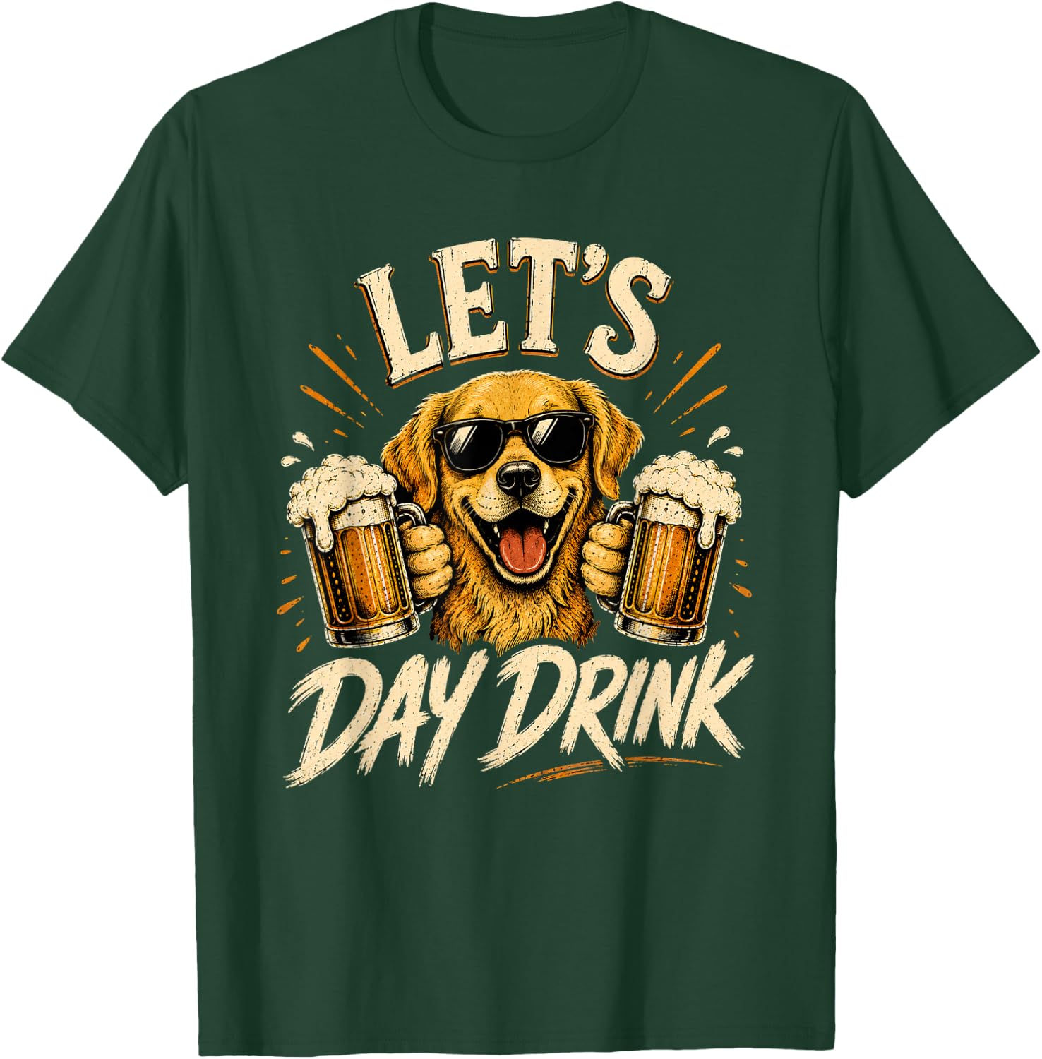 Funny Lets Day Drink Dog Beer Lover Humor T-Shirt - T-Shirt | Forest