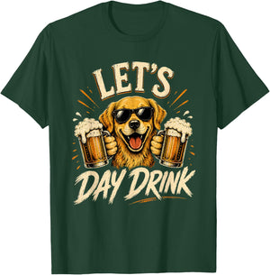 Funny Lets Day Drink Dog Beer Lover Humor T-Shirt - T-Shirt | Forest