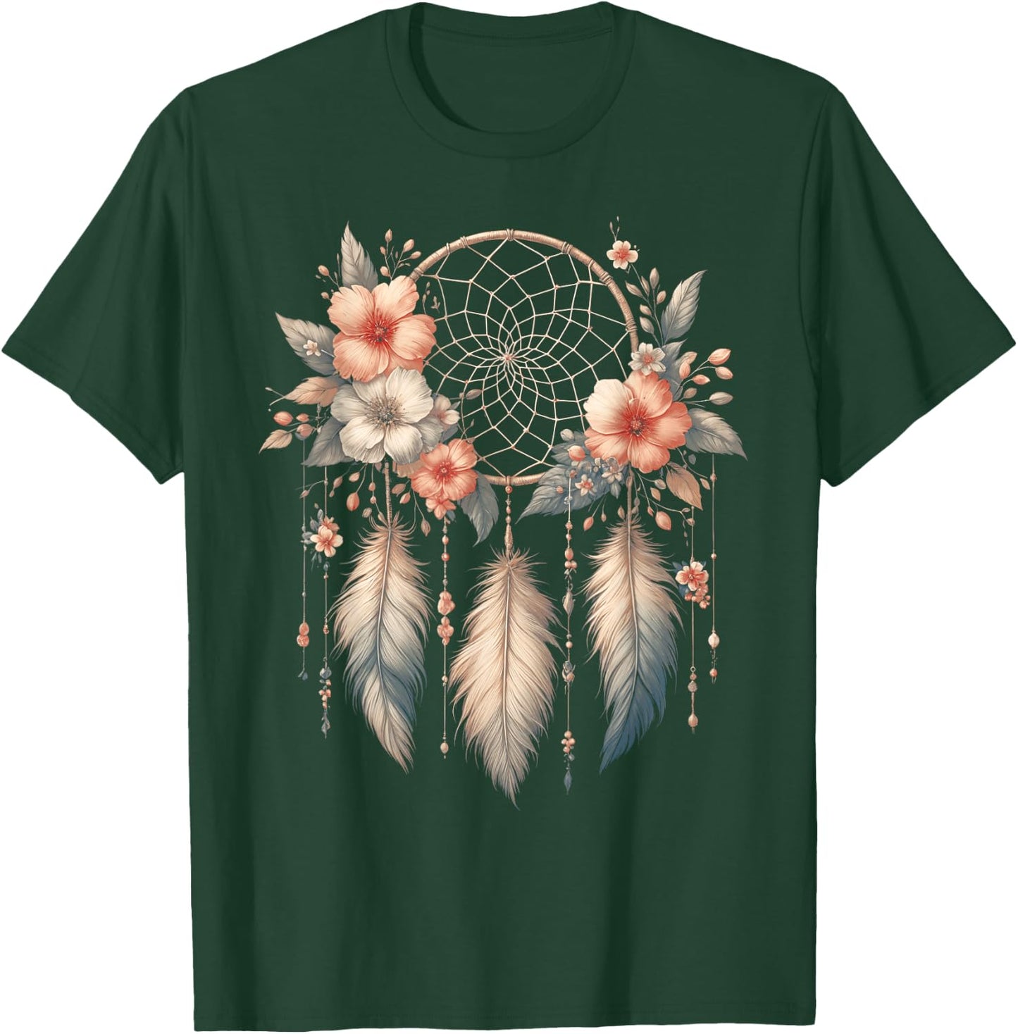 Symbole attrape-rêves cool dans le style art floral de Noël T-Shirt - T-Shirt | Forest