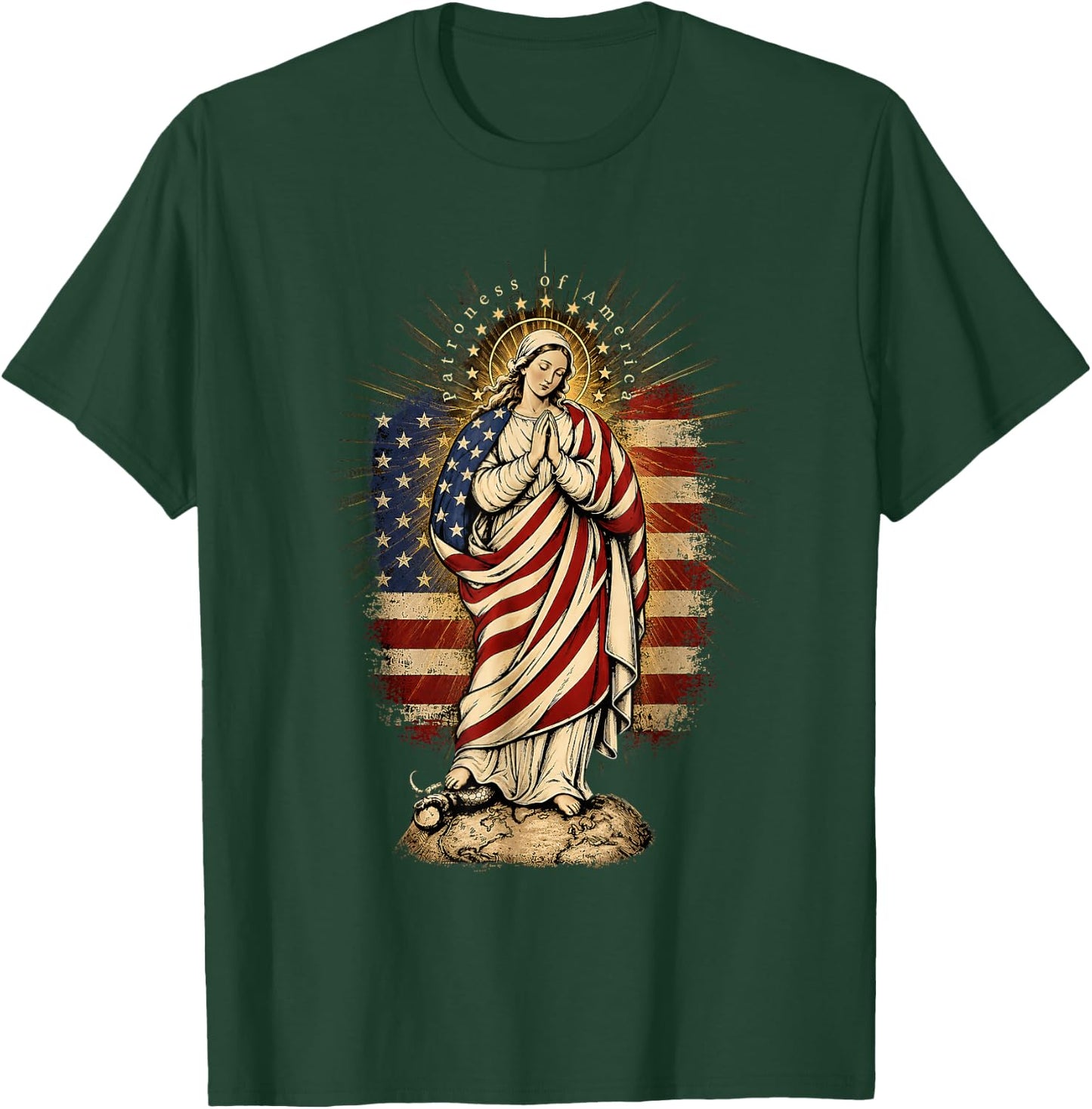 Patroness of The USA Blessed Virgin Mary Catholic Art T-Shirt - T-Shirt | Forest
