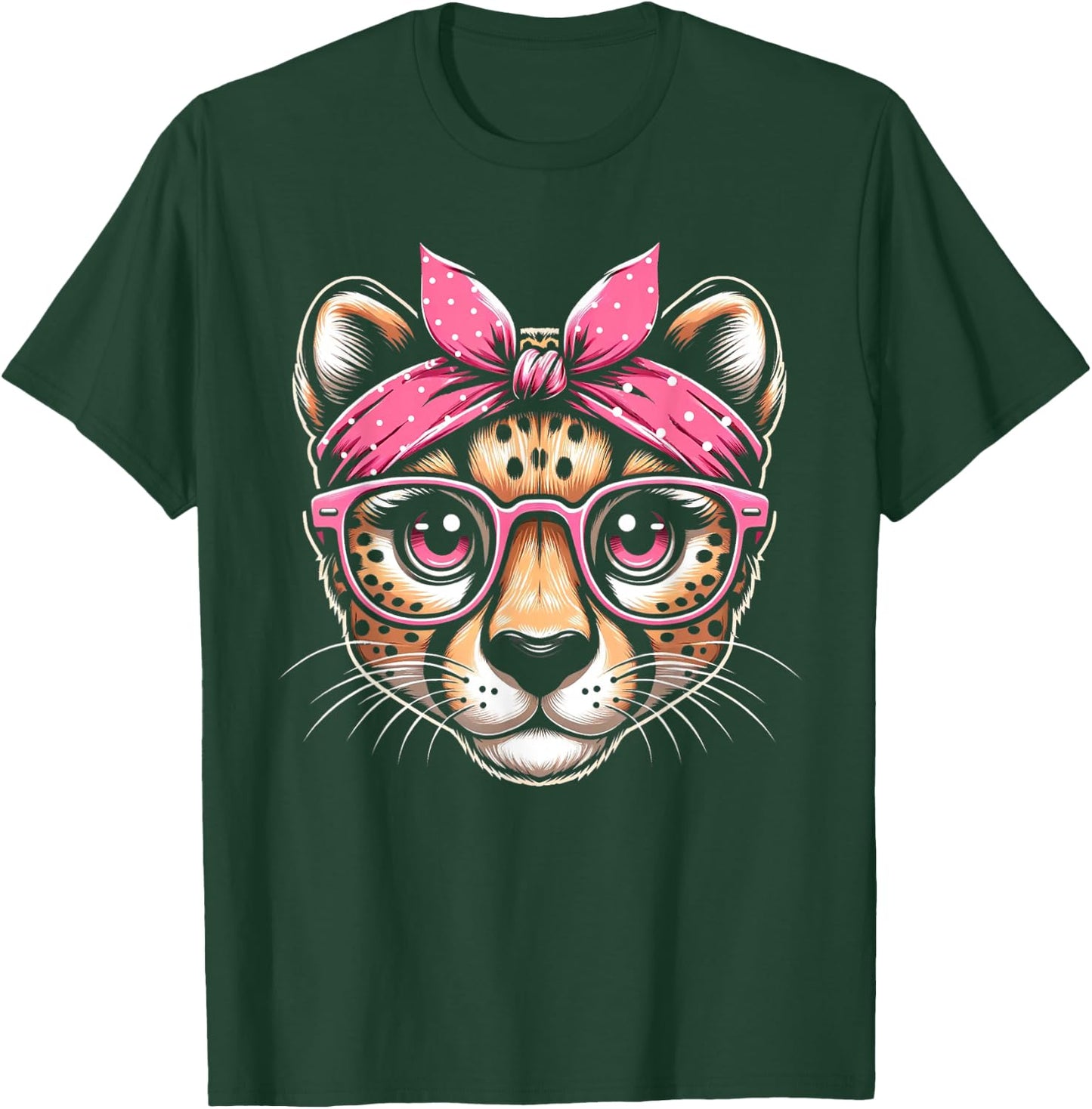 Cheetah Pink Bandana Glasses T-Shirt - T-Shirt | Forest