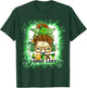 One Lucky Lunch Lady Messy Bun Irish St Patricks Day tie dye T-Shirt - T-Shirt | Forest
