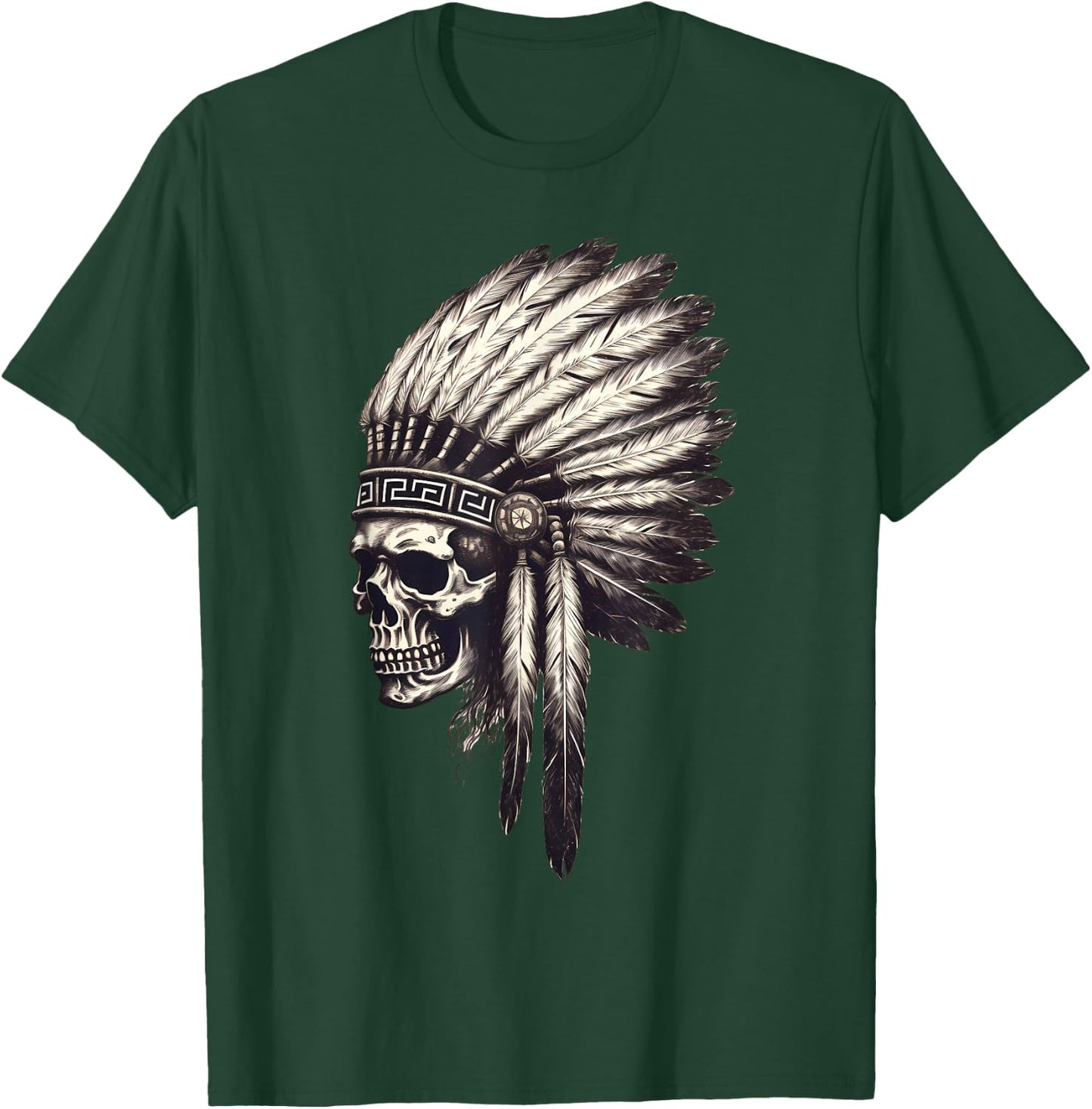Skull Indian Headdress Shirt, Skull Chief Shirt Indian Skull T-Shirt - T-Shirt | Forest