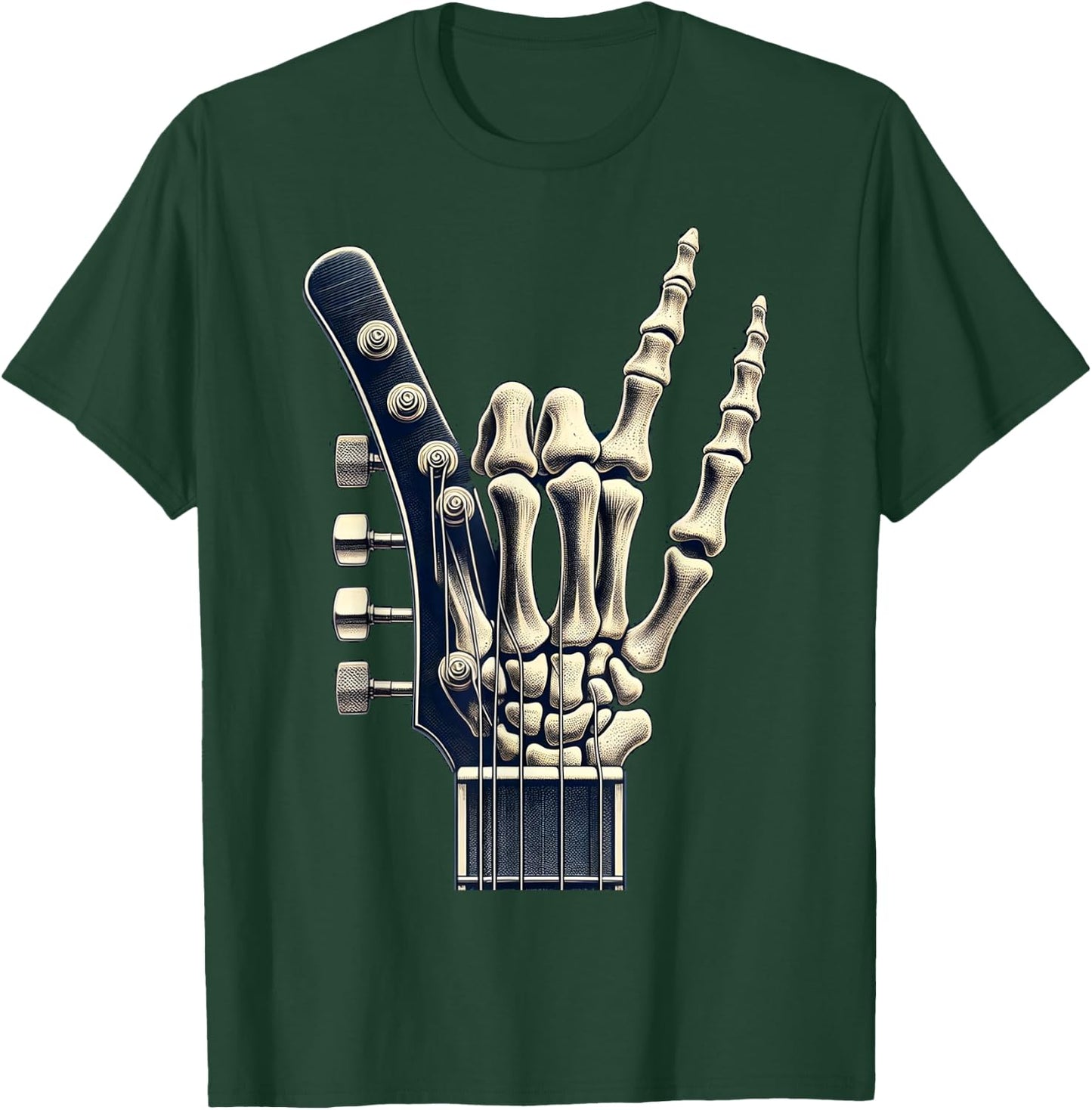 Hand Rock On Skeleton Panel For A Cool Performer , Black, S T-Shirt - T-Shirt | Forest