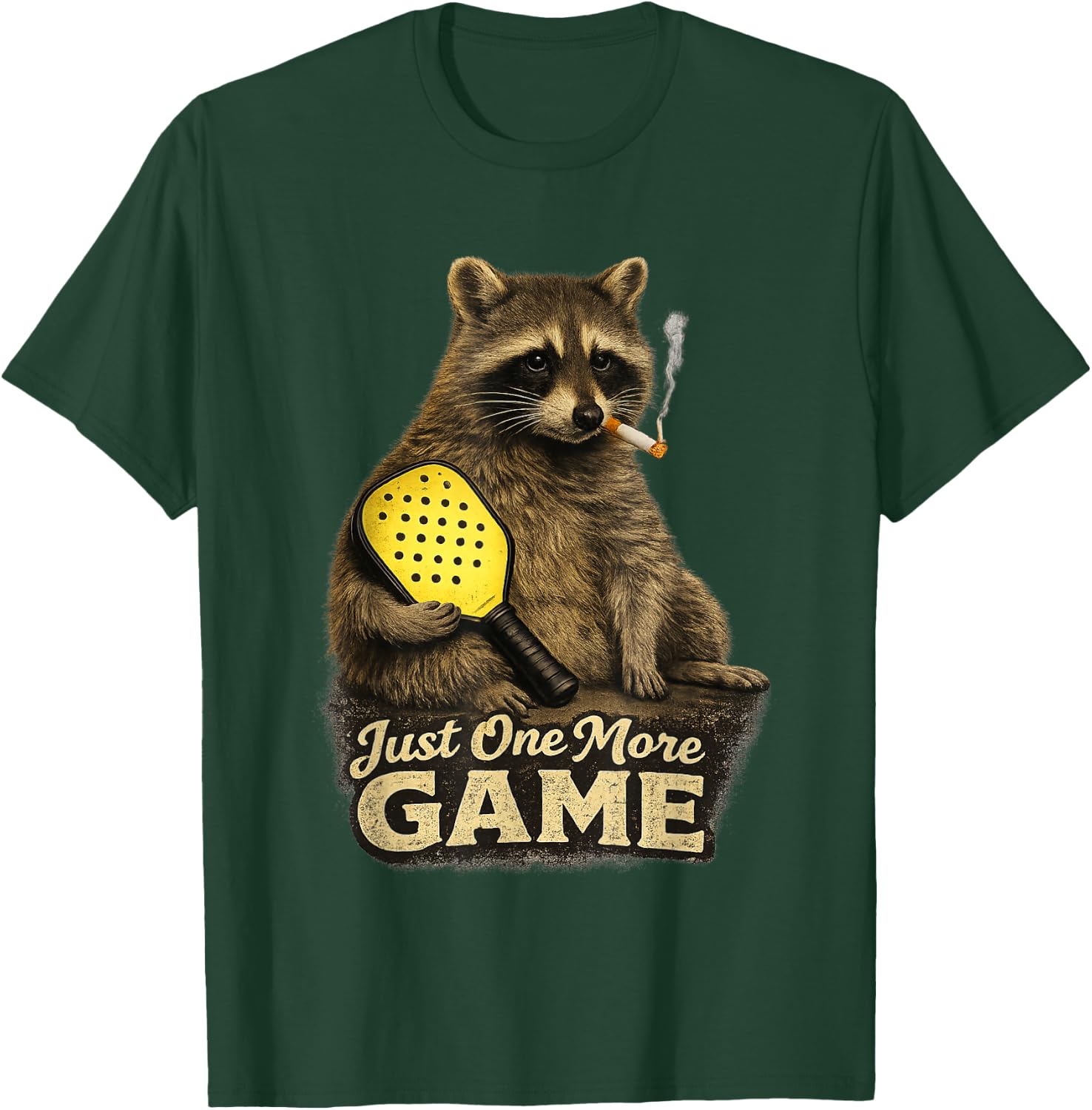 Funny Raccoon Pickleball - Just One More Game Trash Panda T-Shirt - T-Shirt | Forest