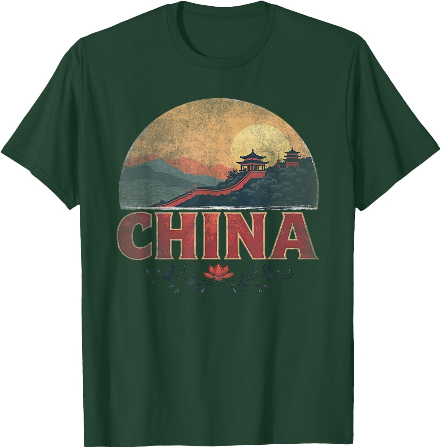 Retro China Landscape Vintage Souvenir T-Shirt - T-Shirt | Forest